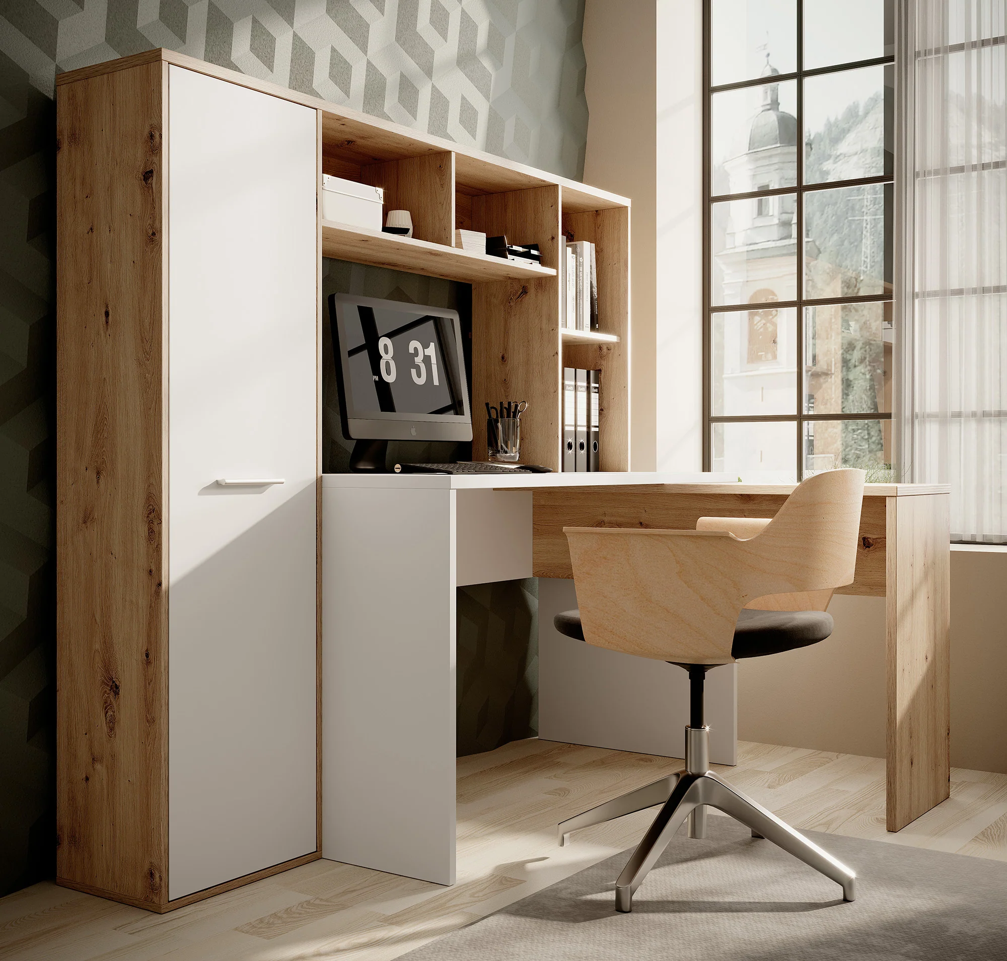 Elze - Bureau - Eiken/wit - 173x117 cm - Image 5