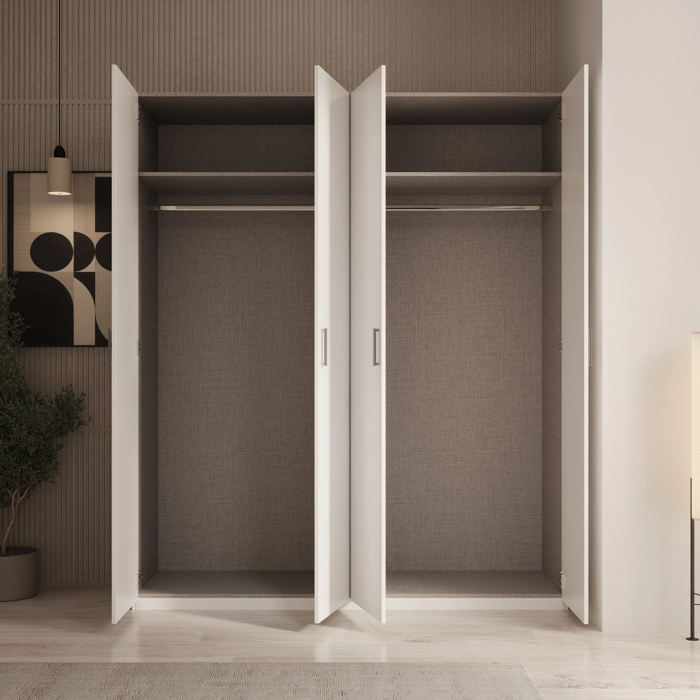 Enzio - Kledingkast 4 deurs - Wit - 178x54x211 cm - Image 2