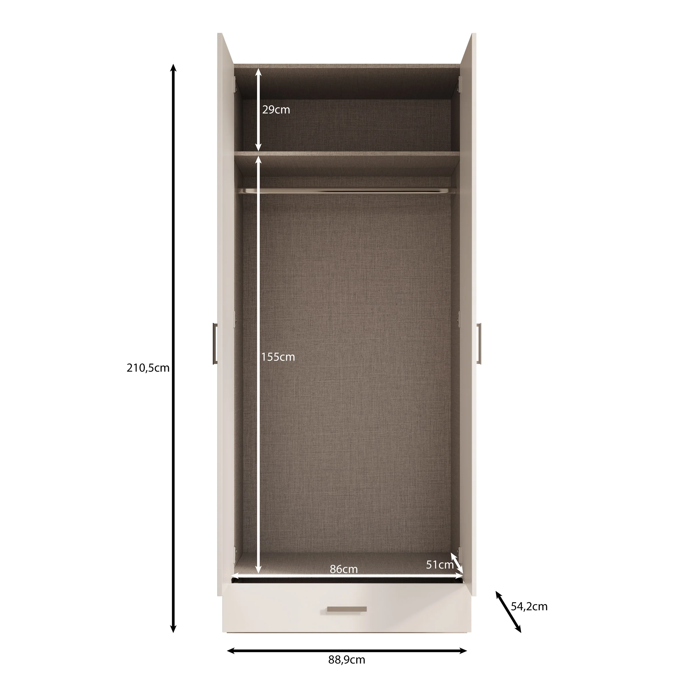 Enzio - Kledingkast met 2 deuren - Eikenpatroon - 90x54x211 cm - Image 5