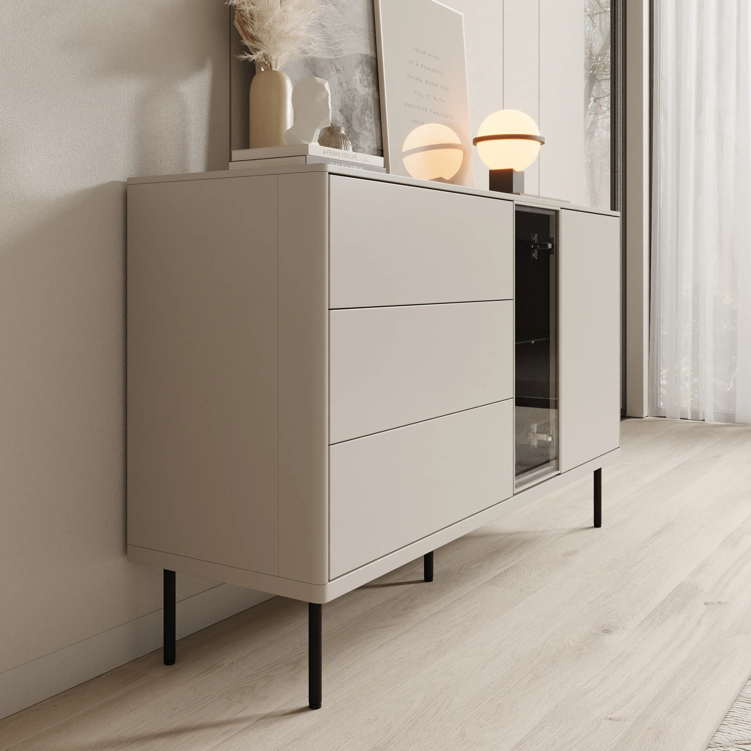 Estrella - Dressoir - Beige - 134x41x83 cm - Image 4
