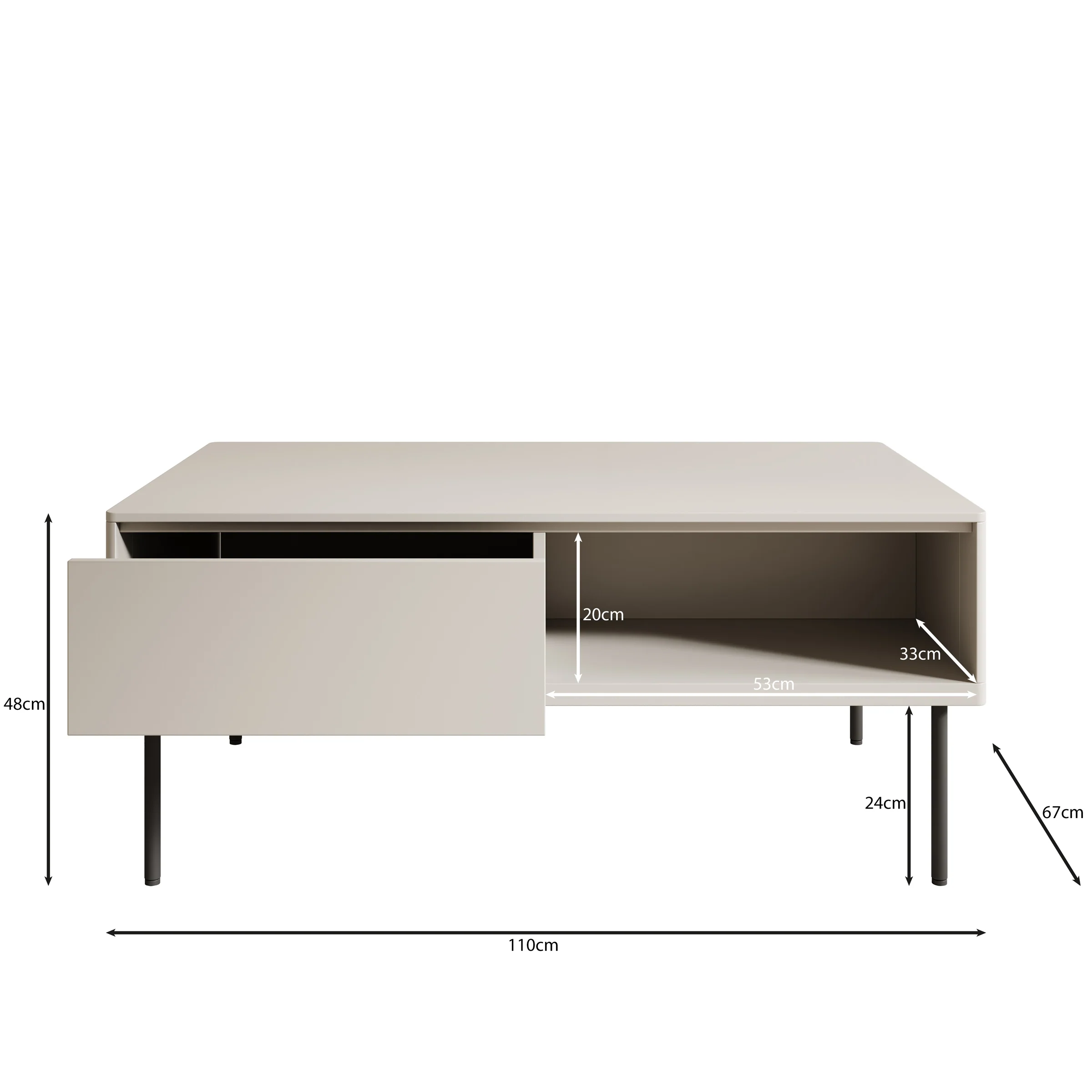 Estrella - Salontafel - Beige - 110x67x48 cm - Image 4