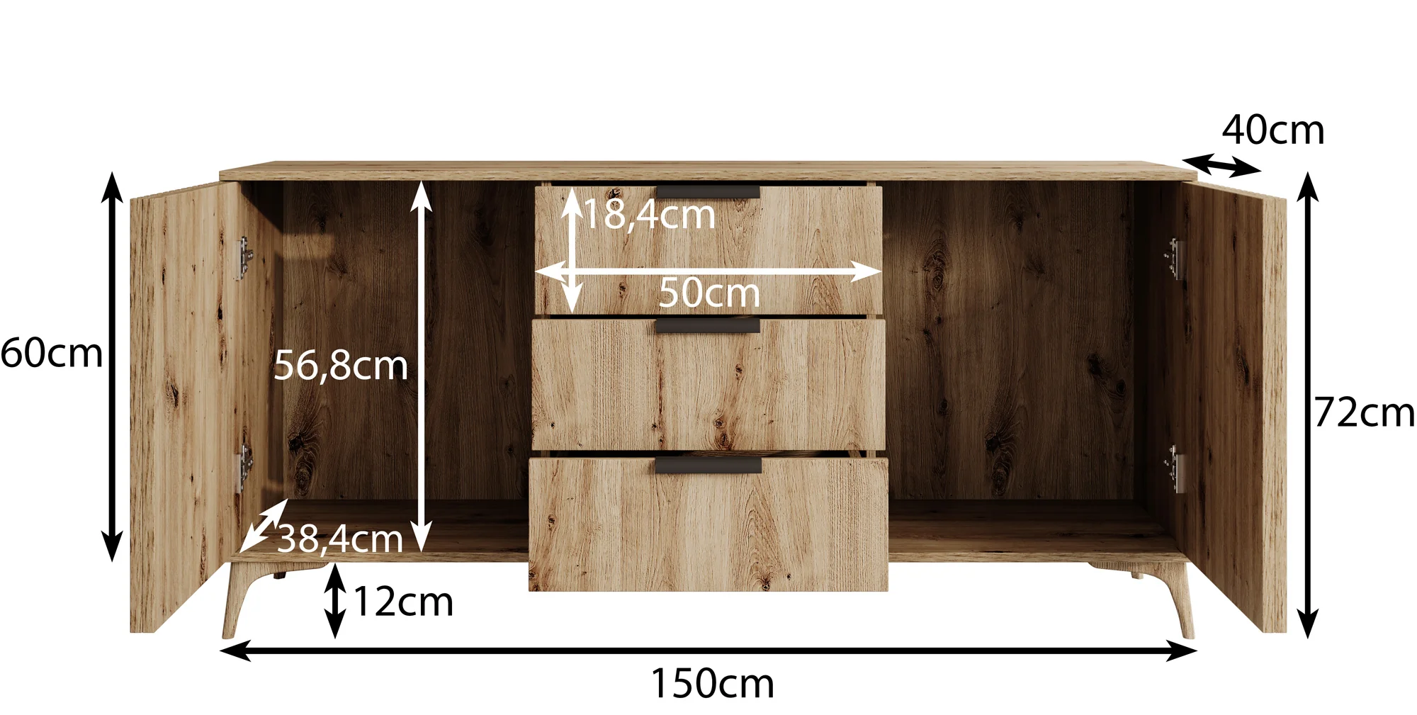 Evy - Dressoir - Eiken - 150x40x72 cm - Image 5