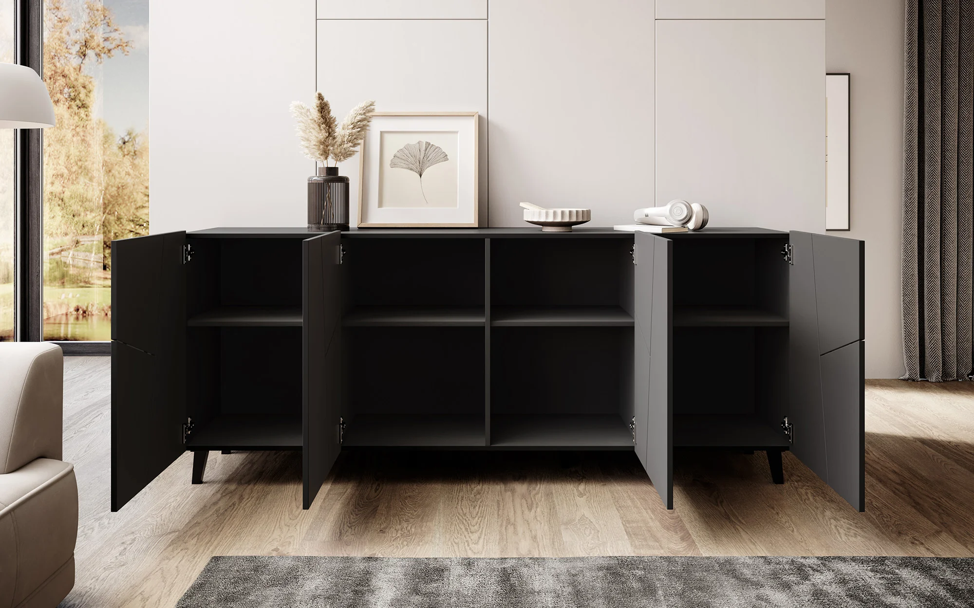 Ezer - Dressoir - Zwart - 200x40x82 cm - Image 3