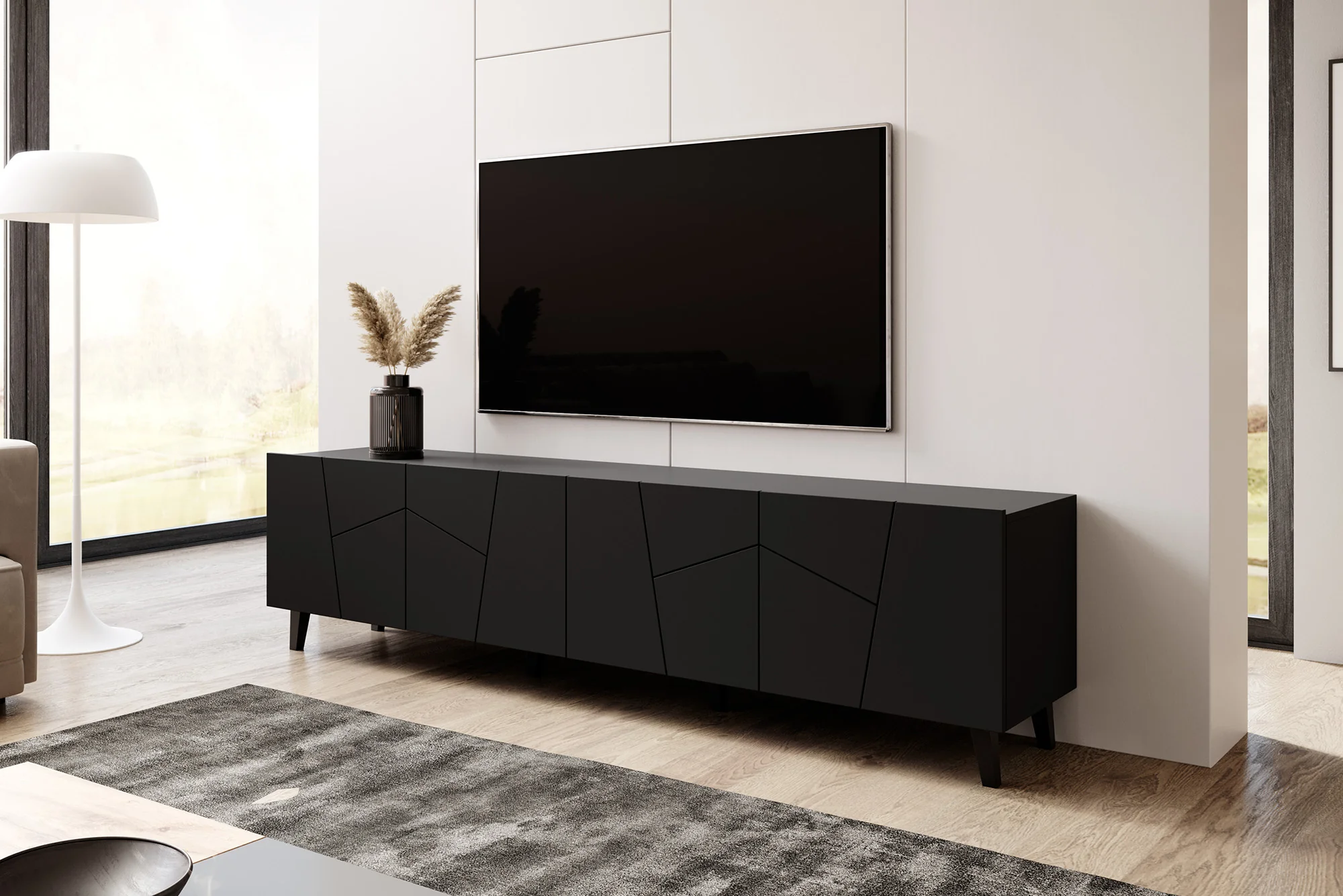 Ezer - TV-Meubel - Mat zwart