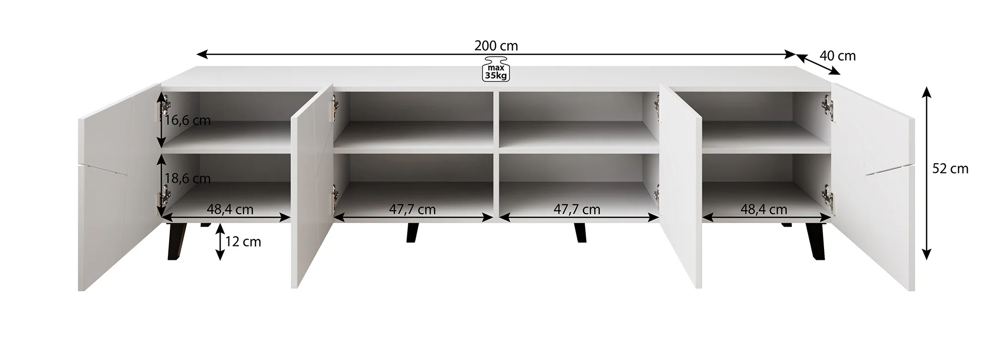 Ezer - TV-Meubel - Mat zwart - Image 5