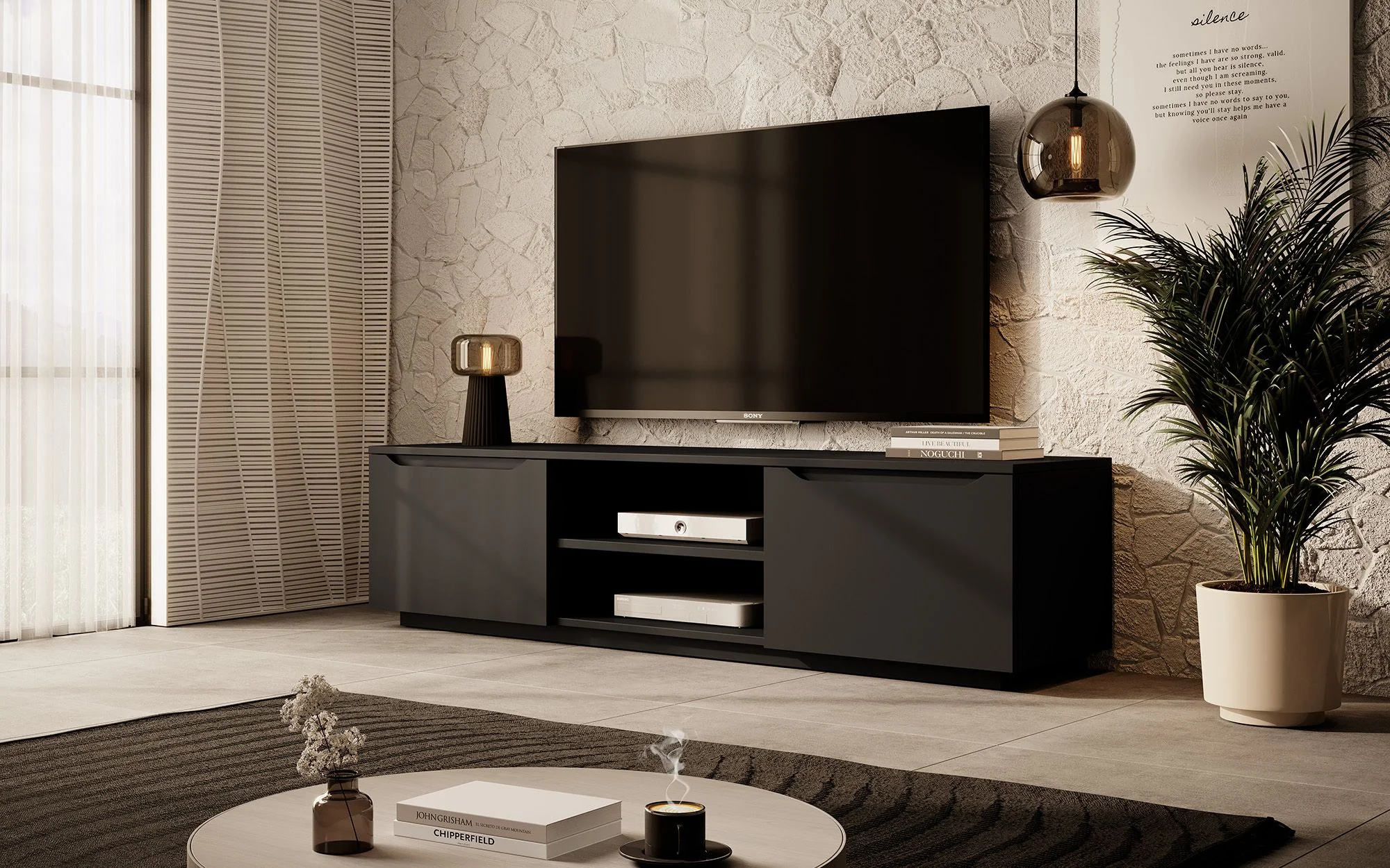 Fairmont - TV-Meubel - Mat zwart - 160 cm