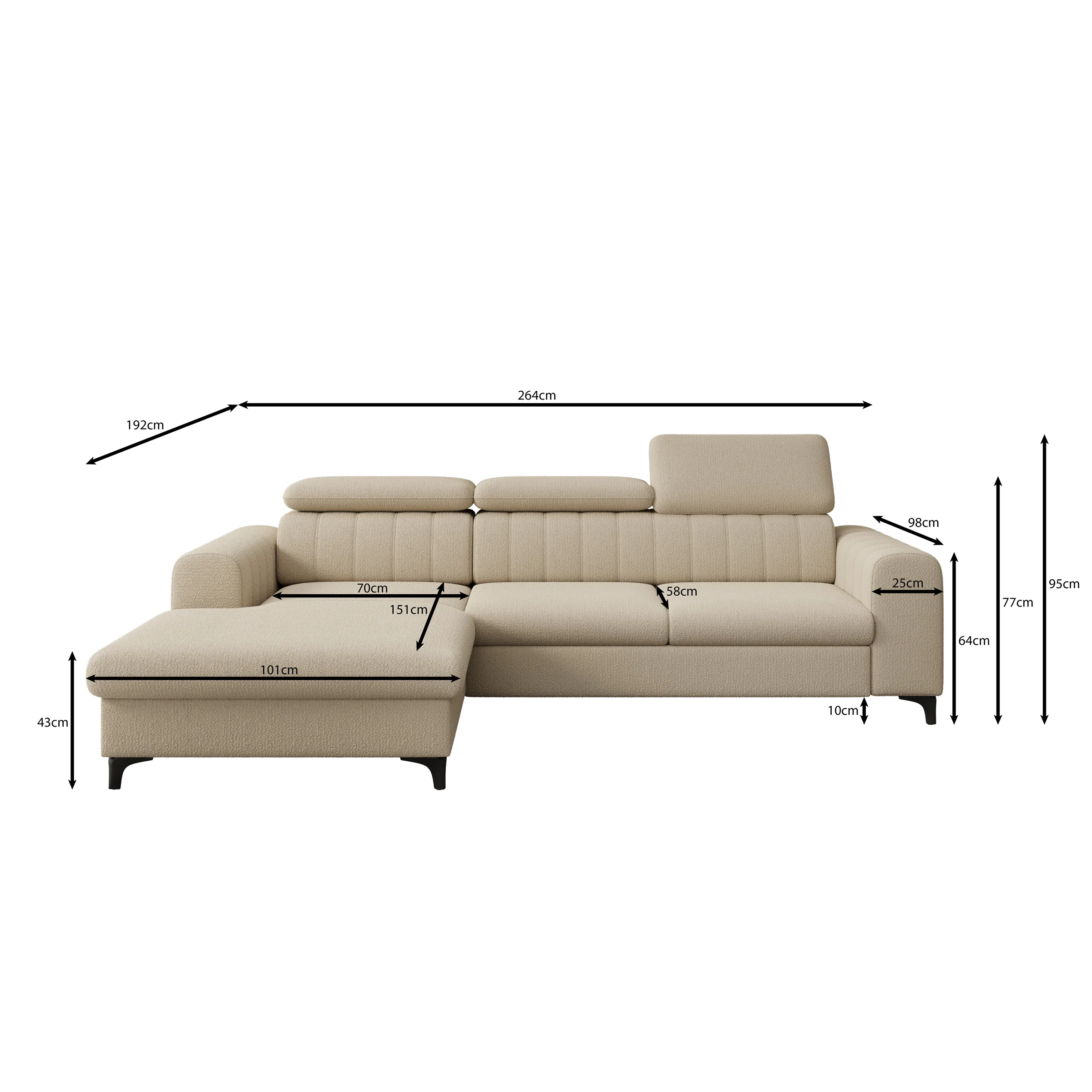 Fanoe - Hoekbank 3-zits met chaise longue - Stof groen - Links - Image 4