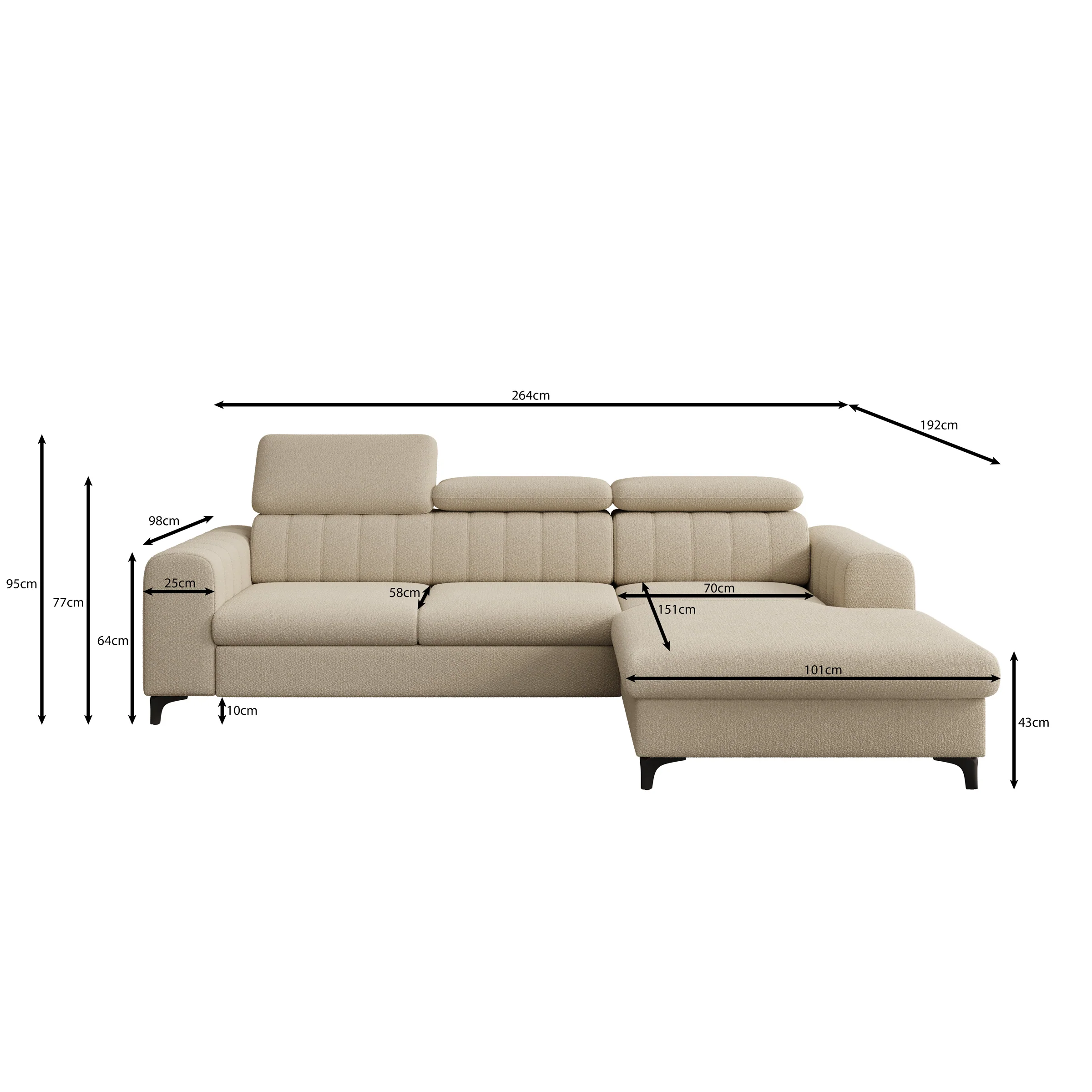 Fanoe - Hoekbank 3-zits met chaise longue - Stof zwart - Rechts - Image 4