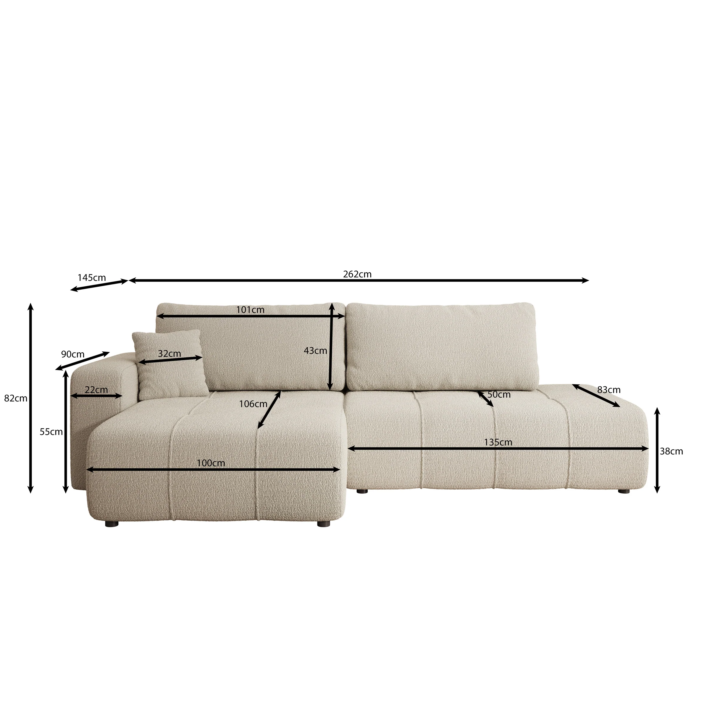 Feather L - Hoekbank - Teddystof beige - Links - Image 4