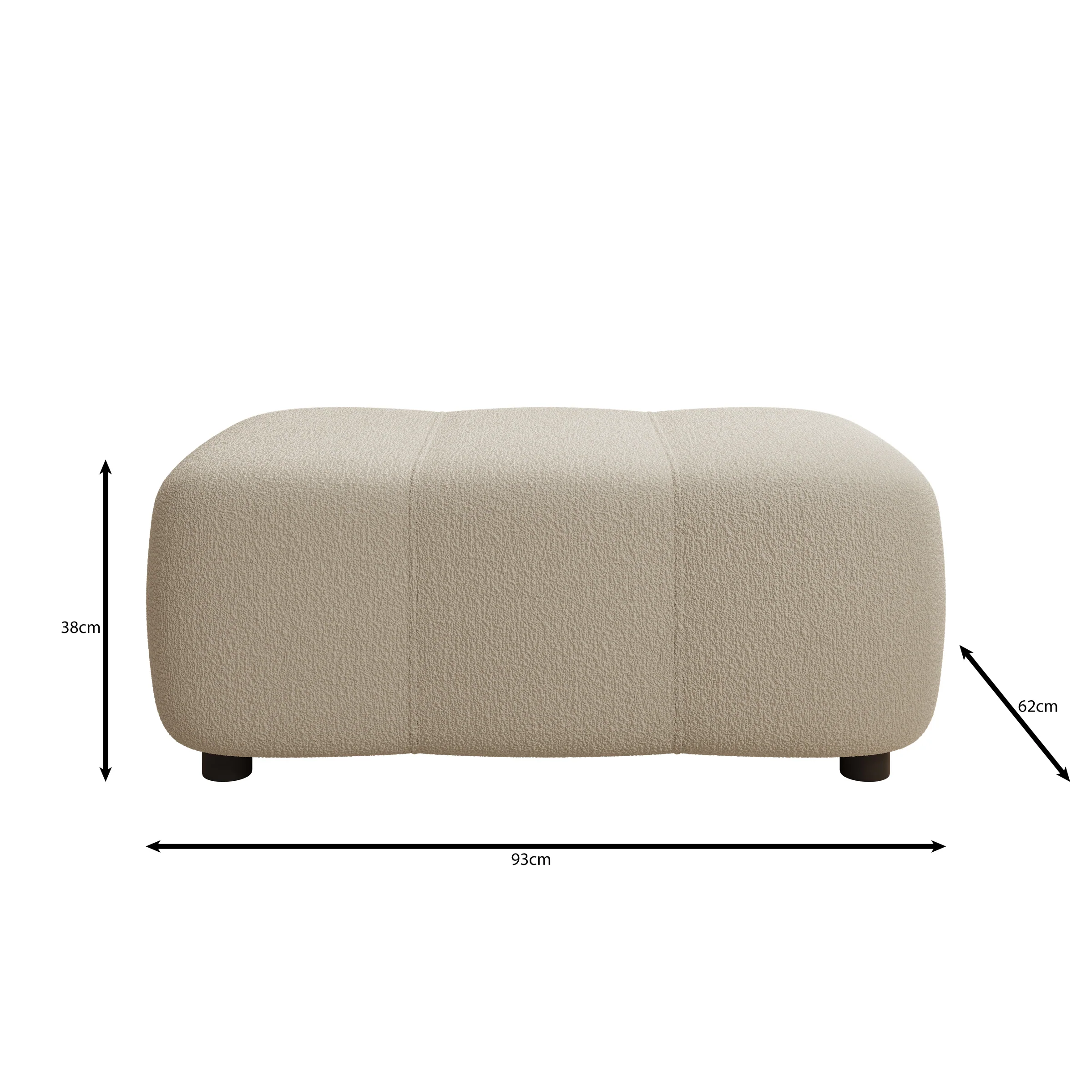 Feather - Poef - Teddystof taupe - 93x62x38 cm - Image 3