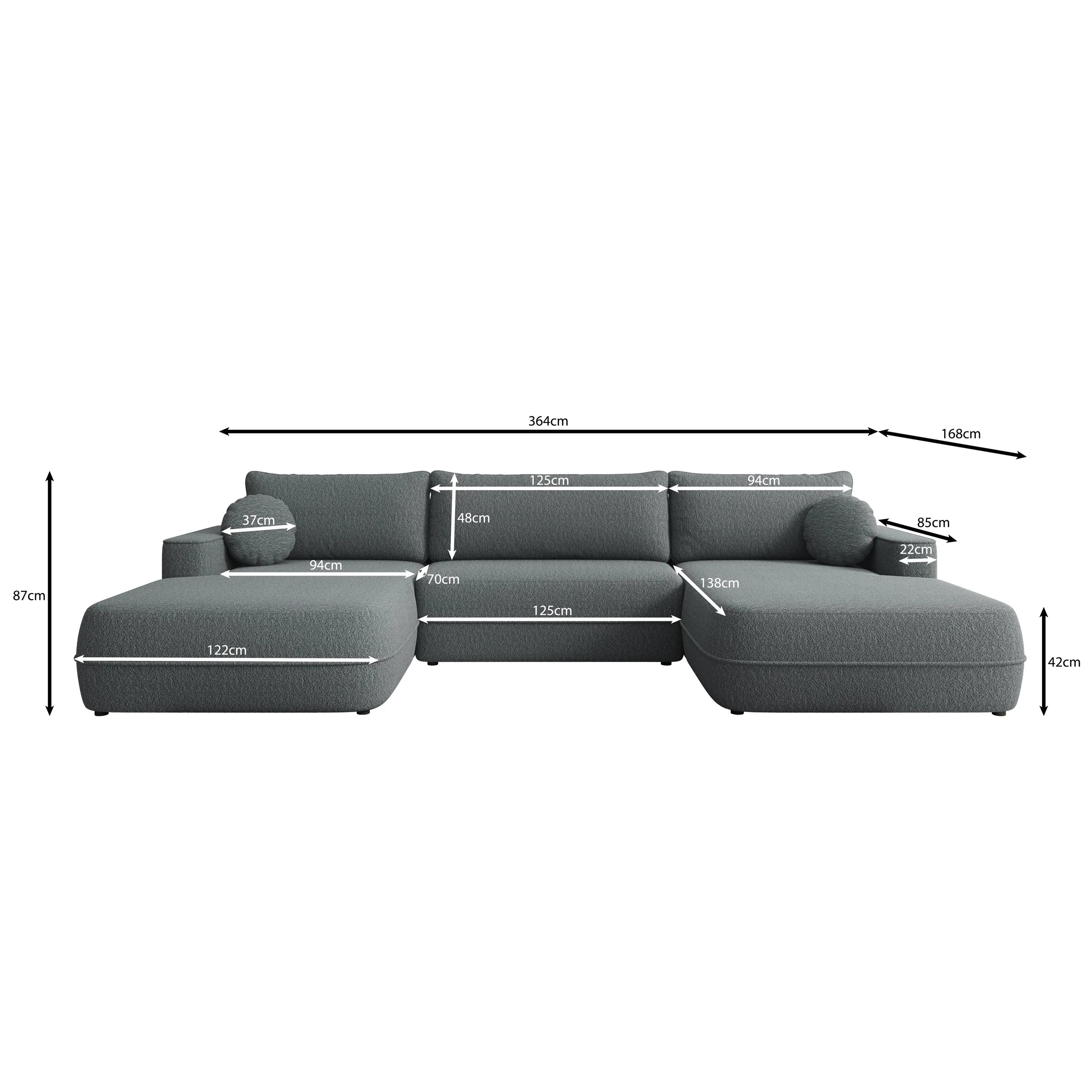 Fensa XL - Hoekbank 5-zits met chaise longue - Stof beige - Image 3