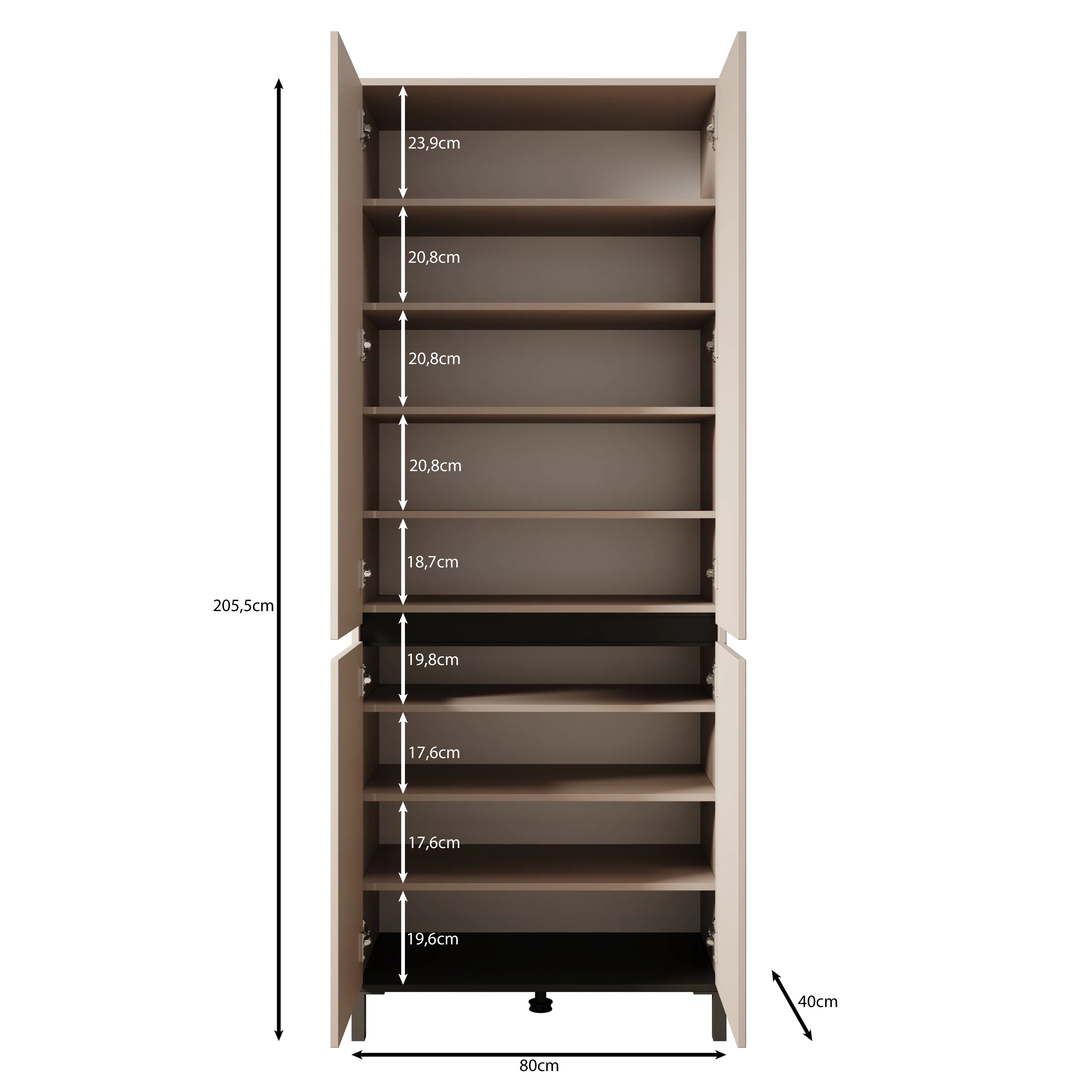 Finta - Schoenenkast - Beige - 80x40x206 cm - Image 5