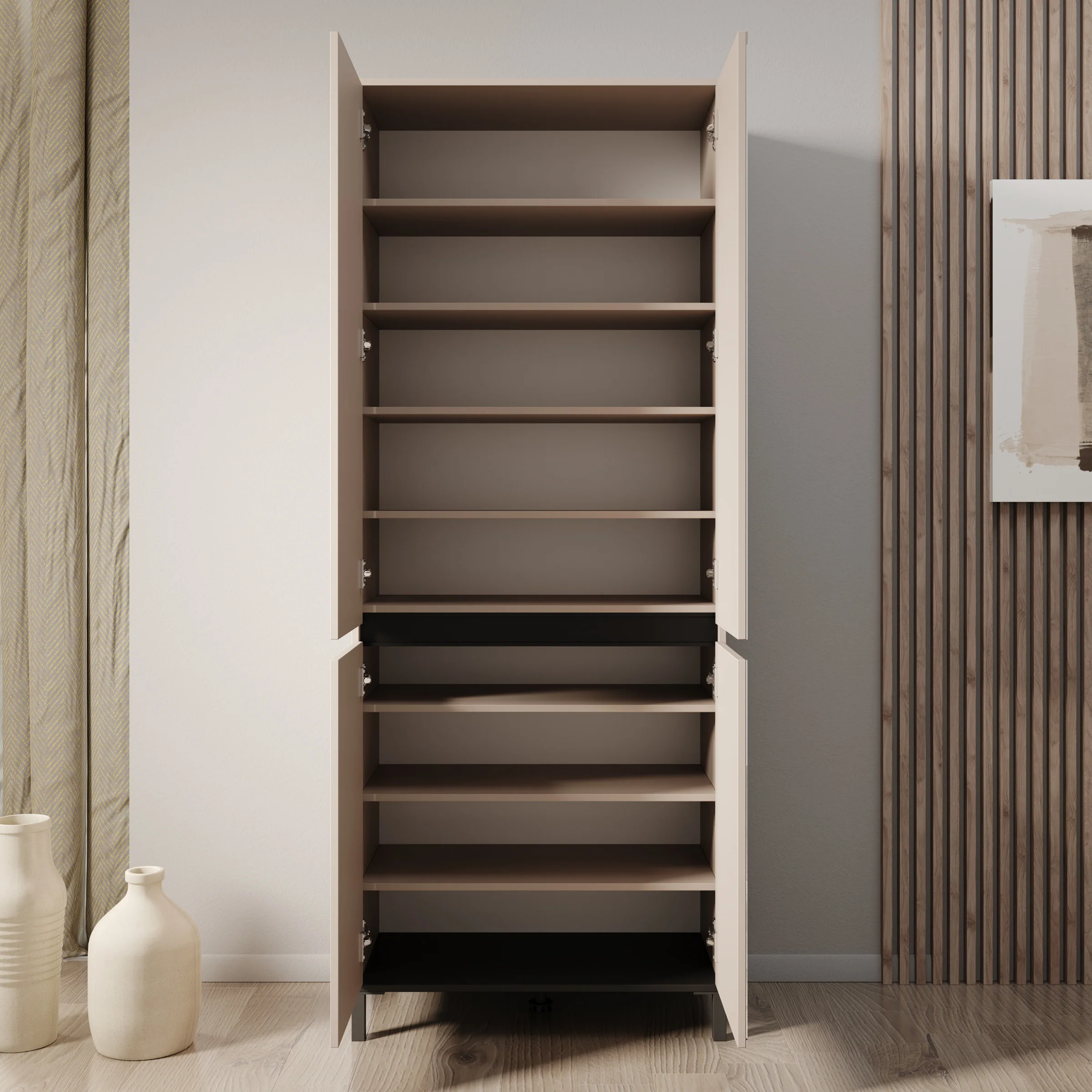 Finta - Schoenenkast met spiegel - Beige - 80x40x206 cm - Image 2