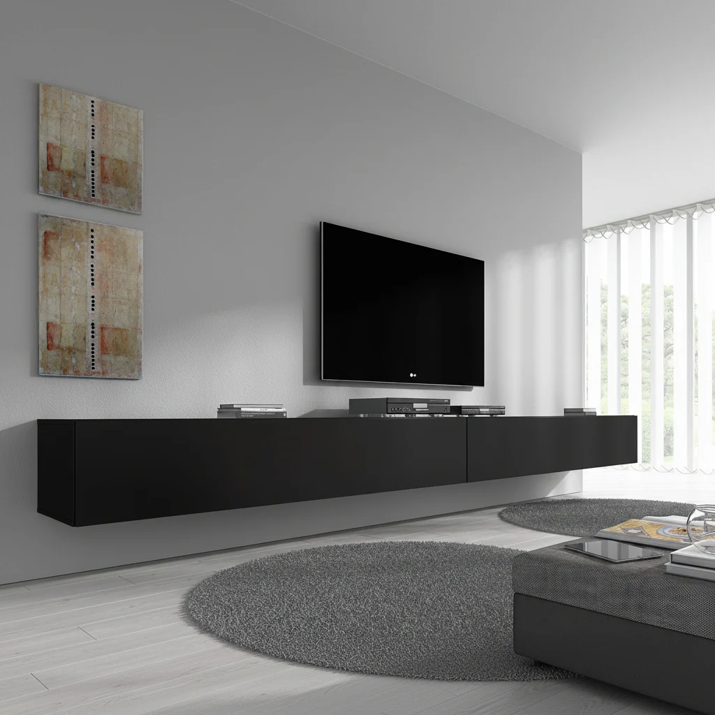 Flame - TV-Meubel - Mat zwart  - 320 cm