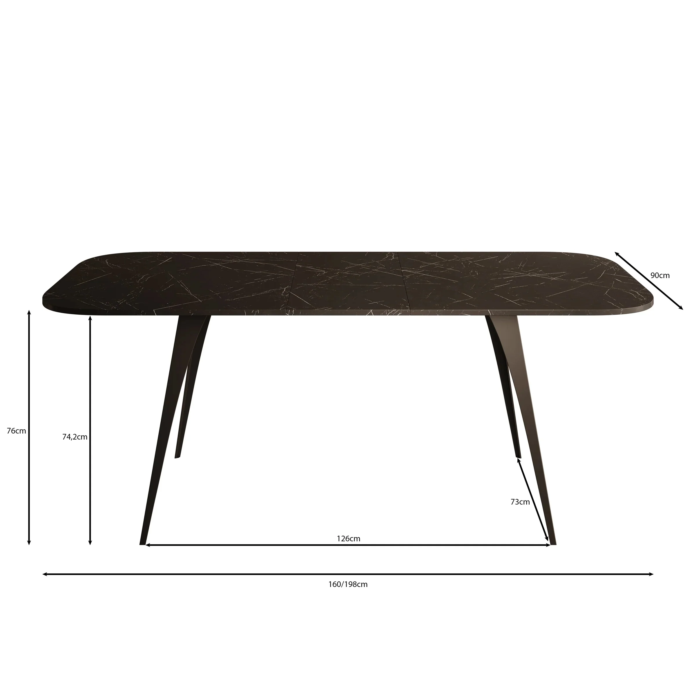 Flix - Eetkamertafel - Wit marmerlook - 160x90x76 cm - Image 4