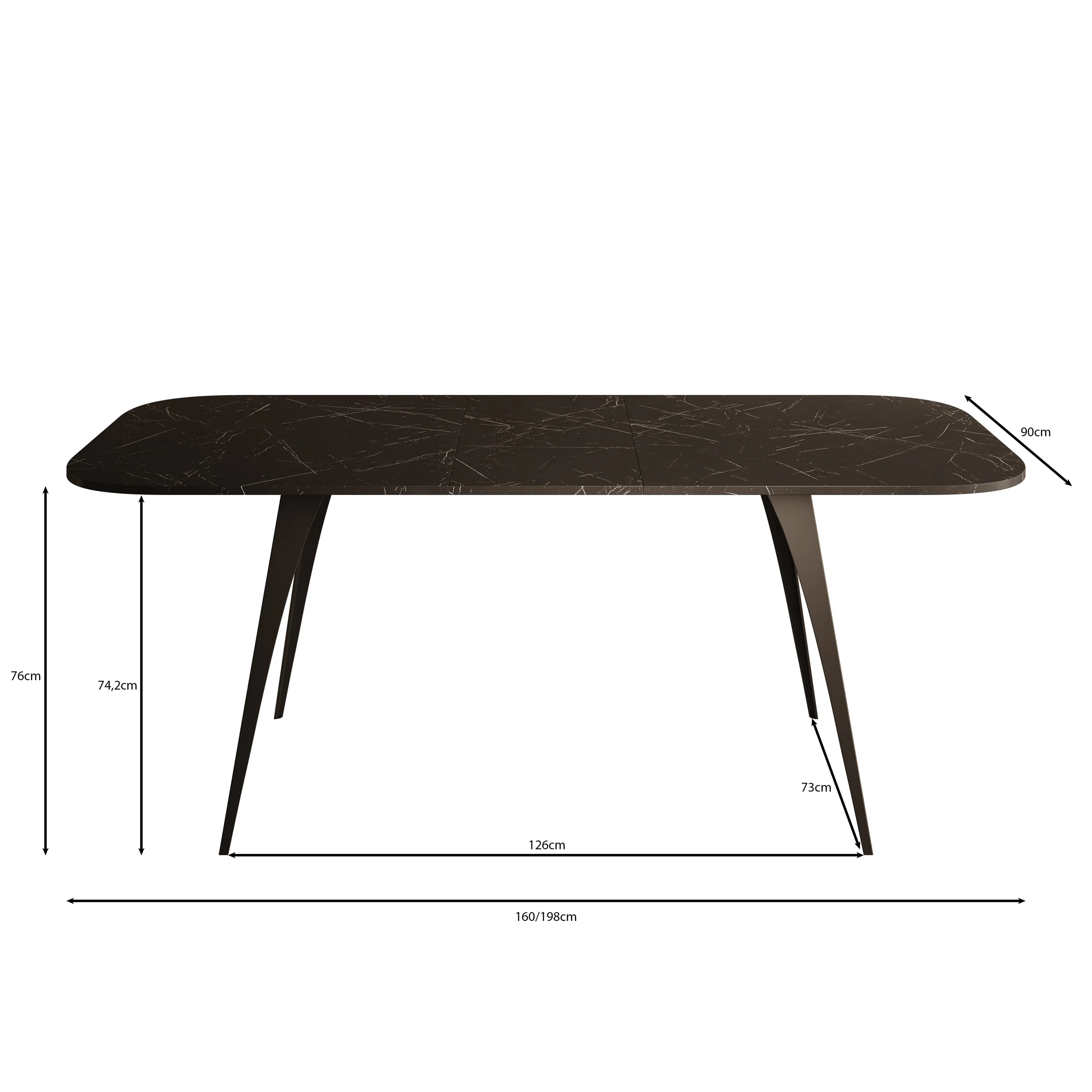 Flix - Eetkamertafel - Zwart marmerlook - 160x90x76 cm - Image 4