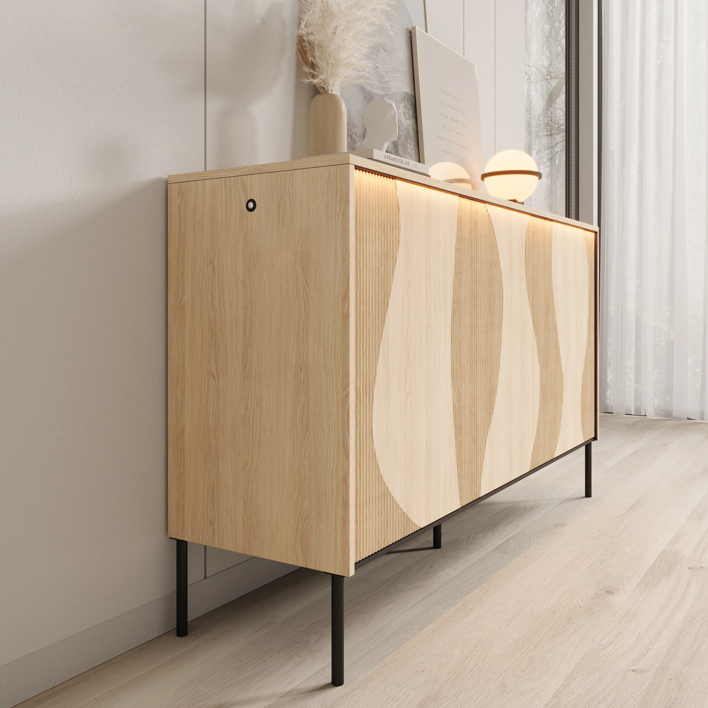 Fontello - Dressoir - Eikenpatroon - 167x40x85 cm - Image 4