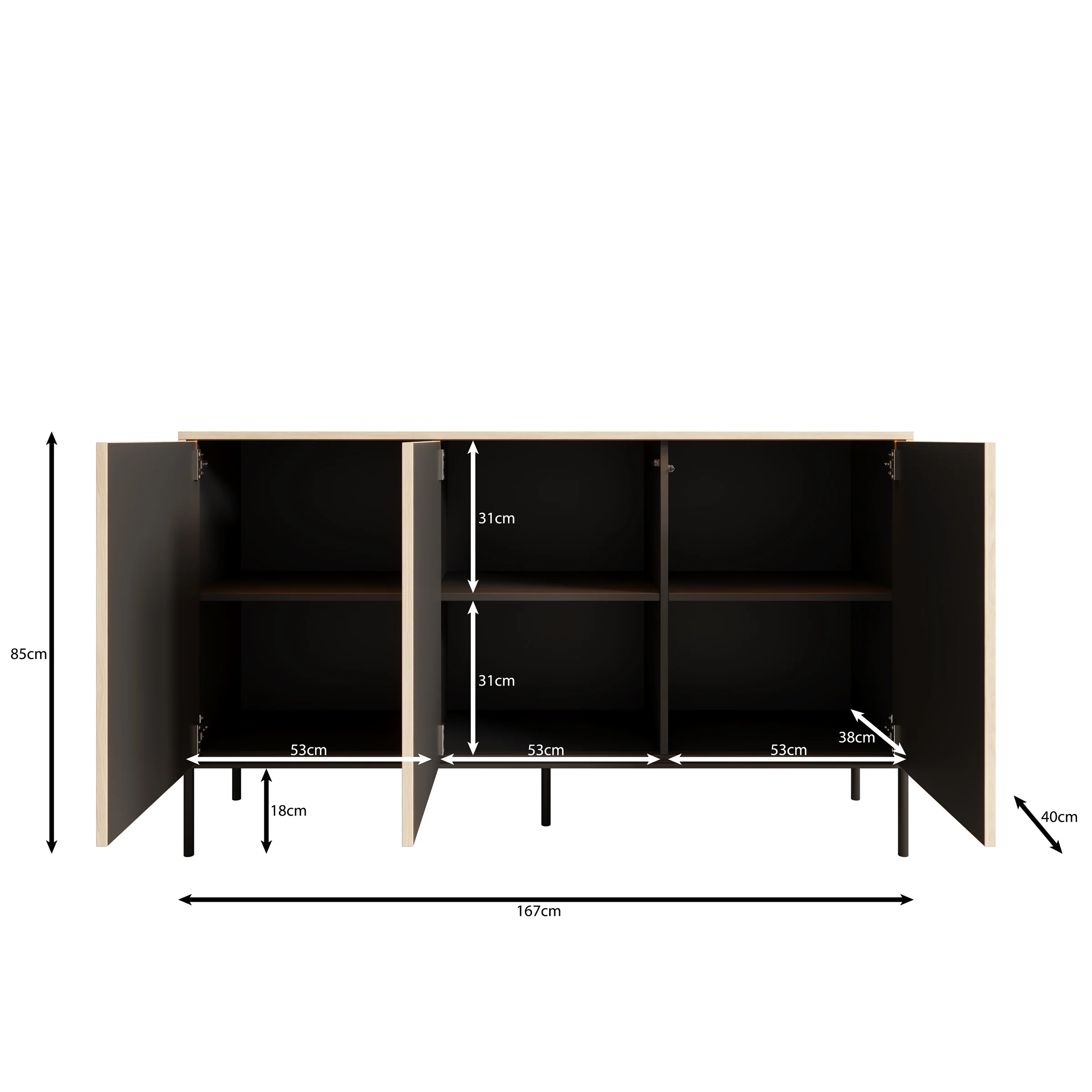 Fontello - Dressoir - Eikenpatroon - 167x40x85 cm - Image 6