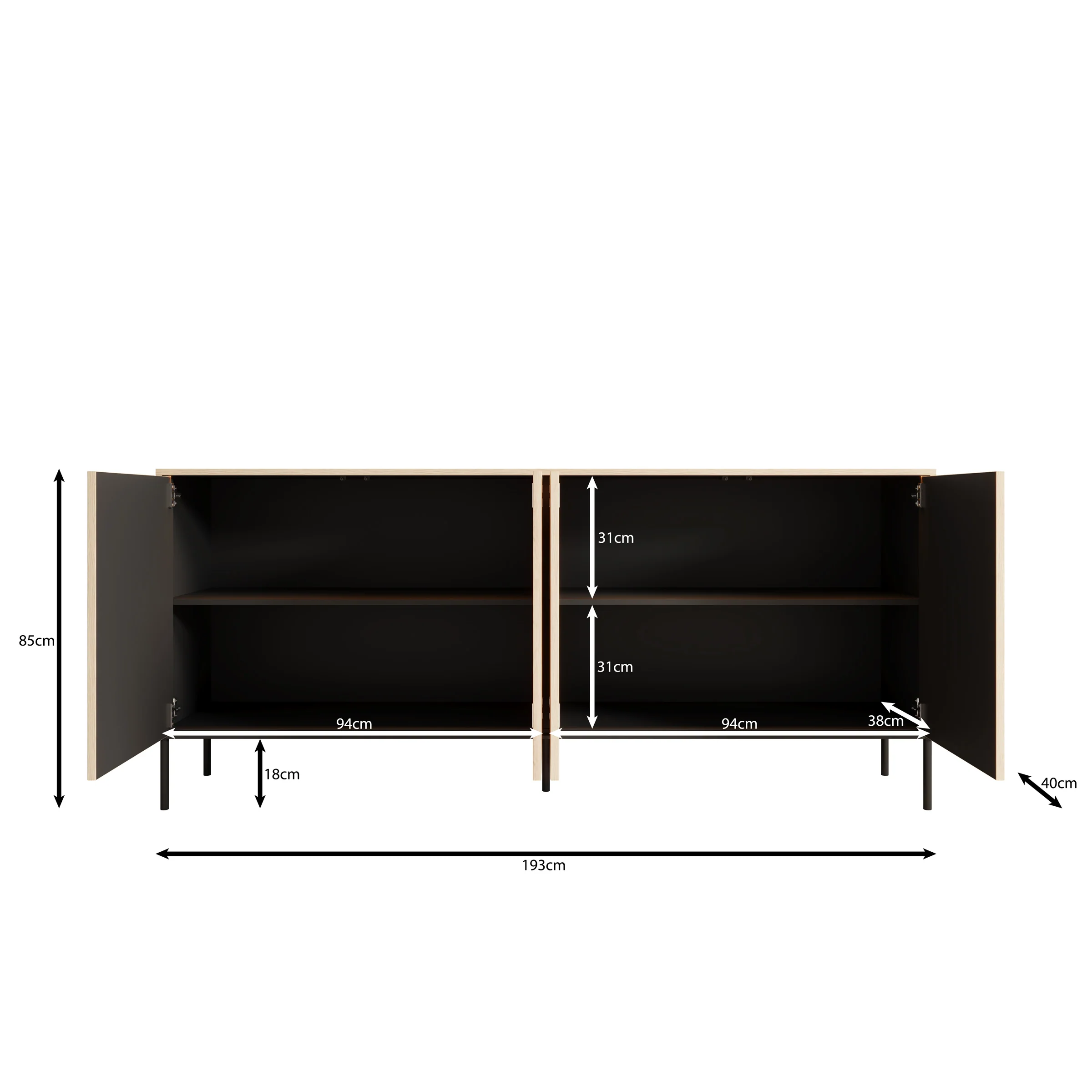 Fontello - Dressoir - Eikenpatroon - 193x40x85 cm - Image 6