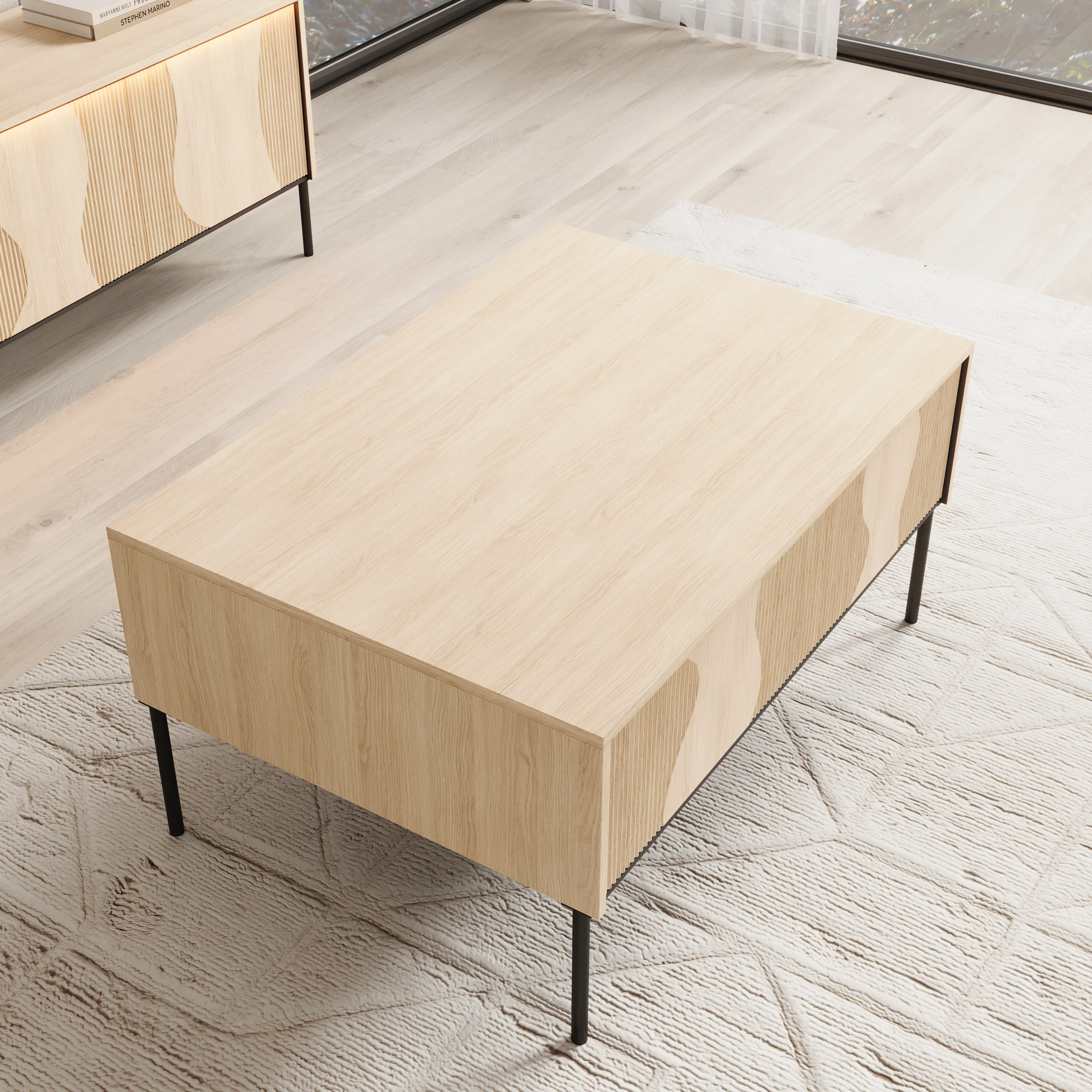 Fontello - Salontafel met opbergruimte - Eikenpatroon - 100x70x51 cm - Image 4