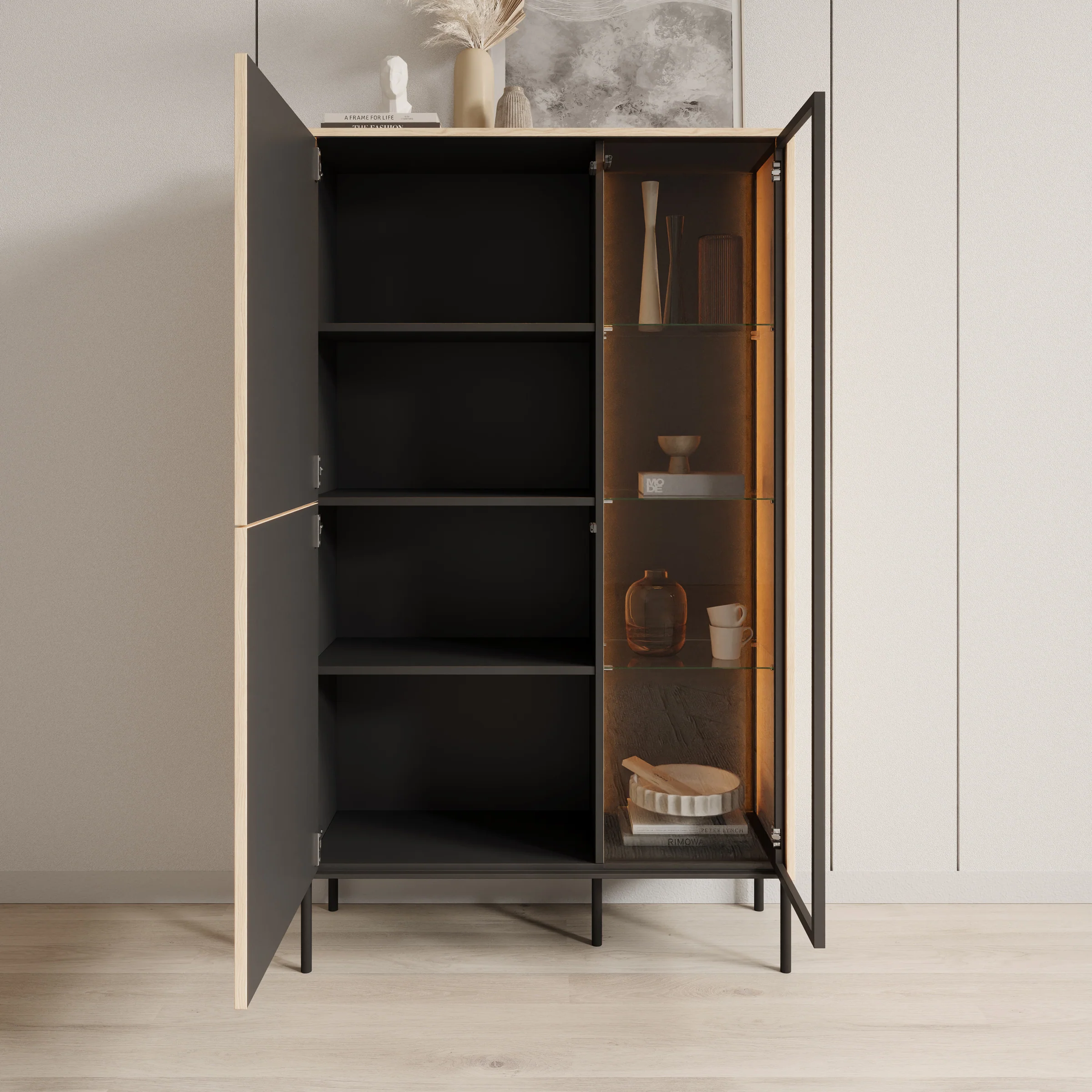 Fontello - Vitrinekast - Eikenpatroon - 92x157x34 cm - Image 2