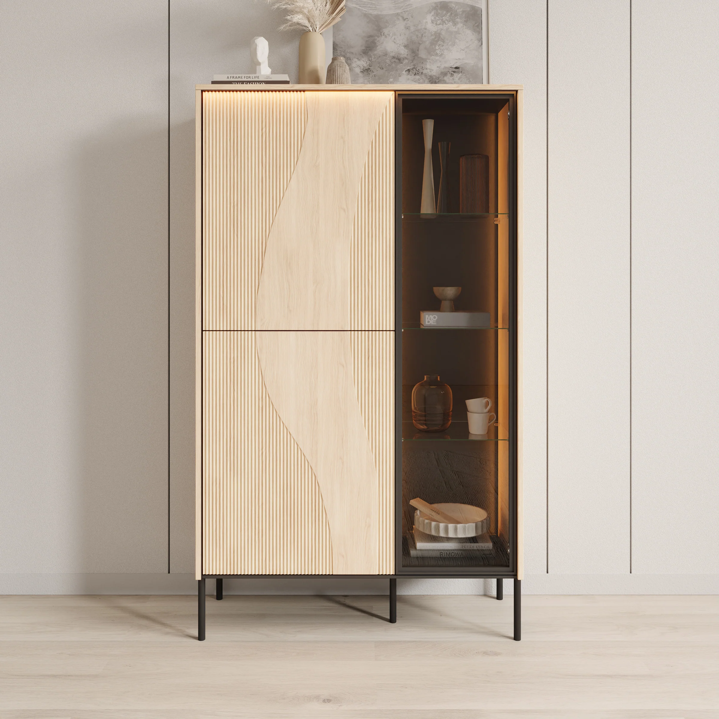 Fontello - Vitrinekast - Eikenpatroon - 92x157x34 cm - Image 3