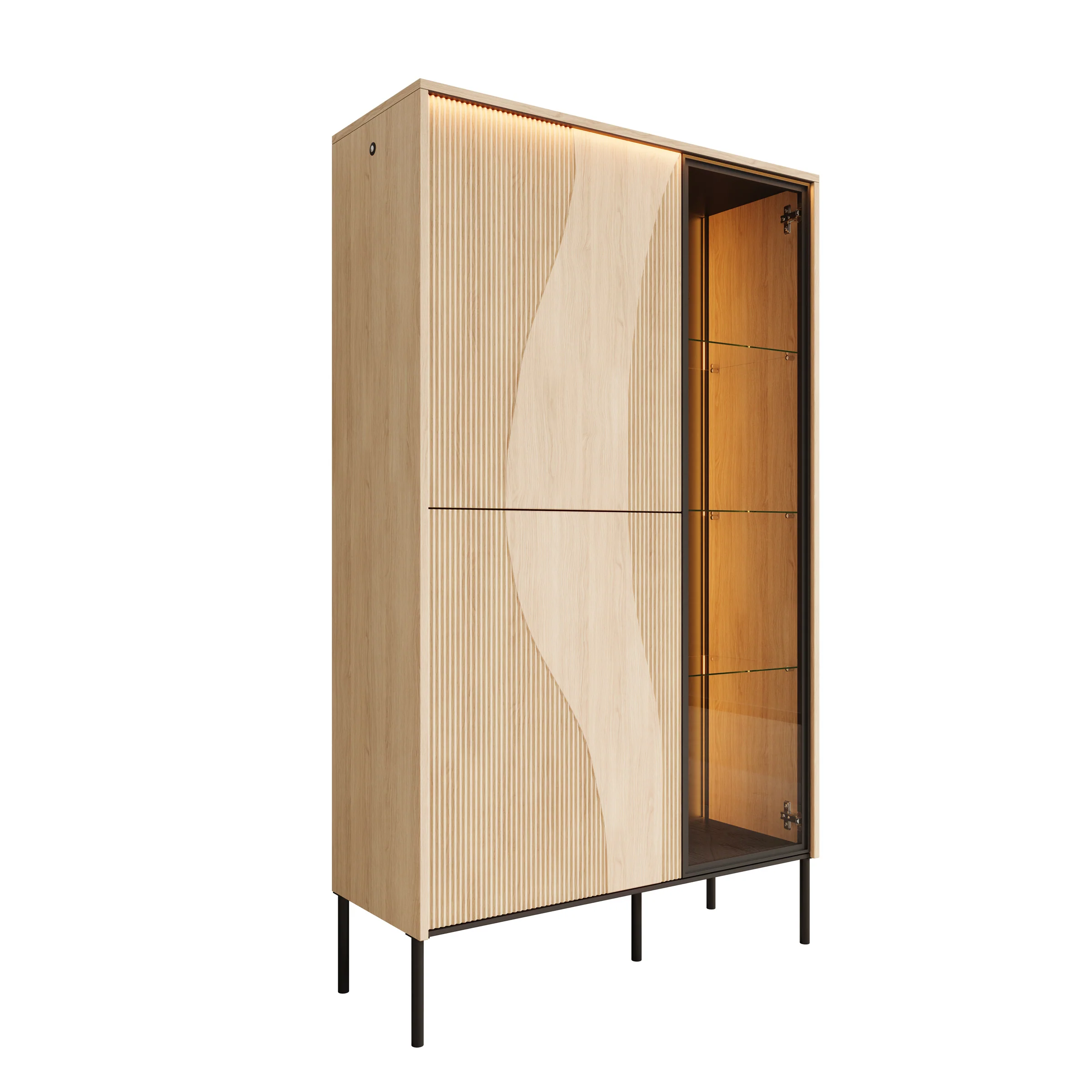 Fontello - Vitrinekast - Eikenpatroon - 92x157x34 cm - Image 6