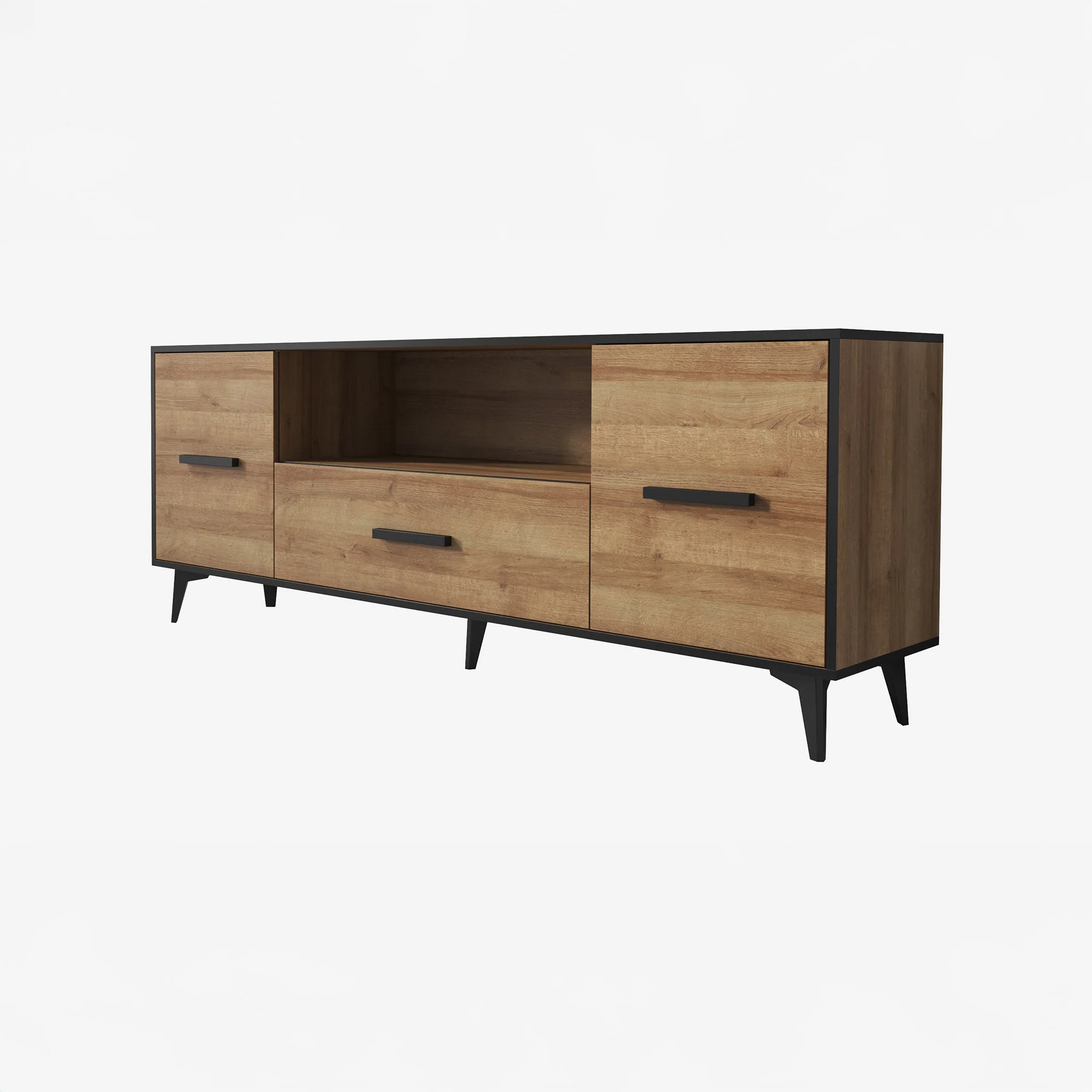 Frey - TV-Meubel - Licht eiken/zwart - 179x40x687 cm - Image 6