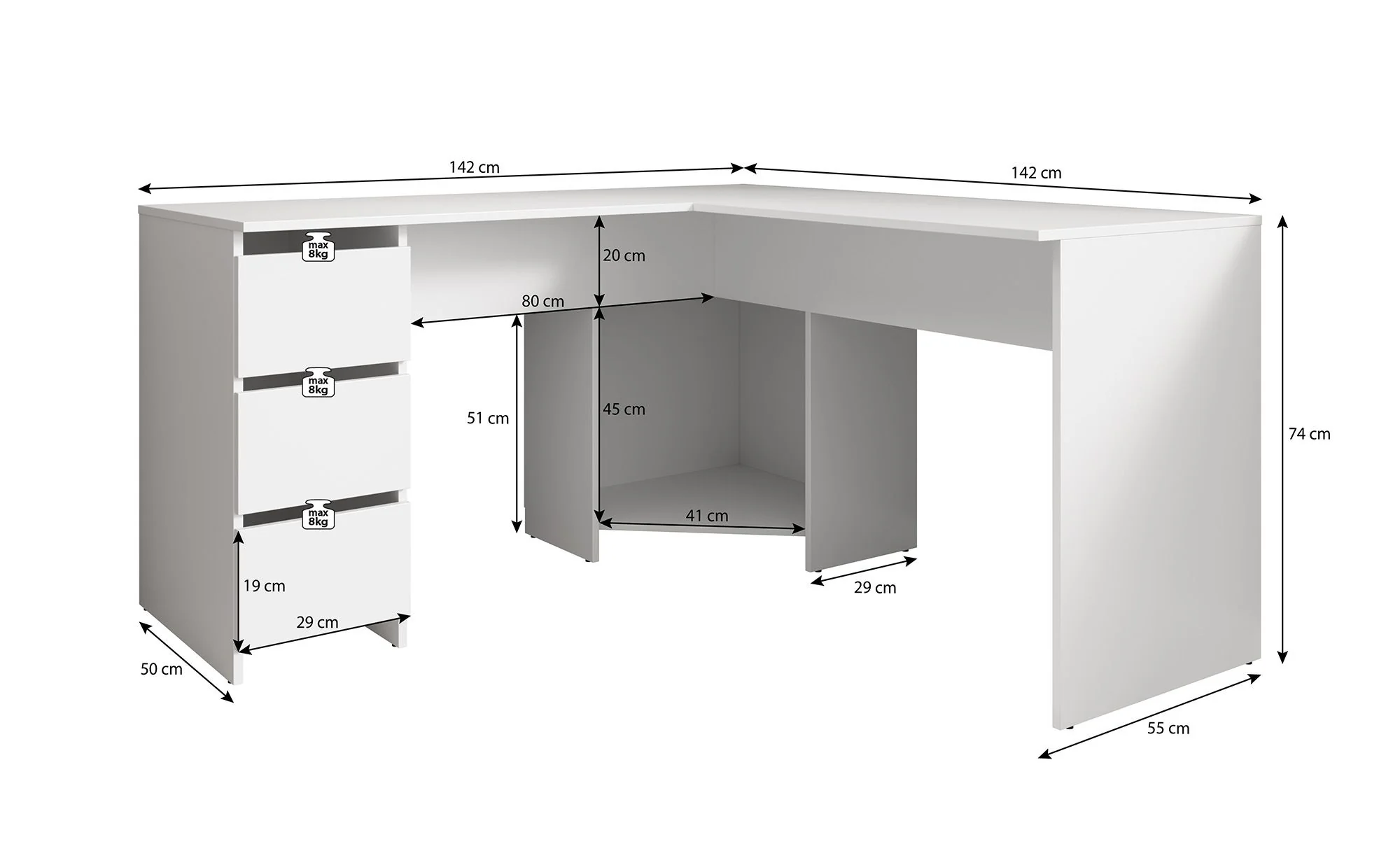 Fuenta - Bureau - Wit - 142x142 cm - Image 5