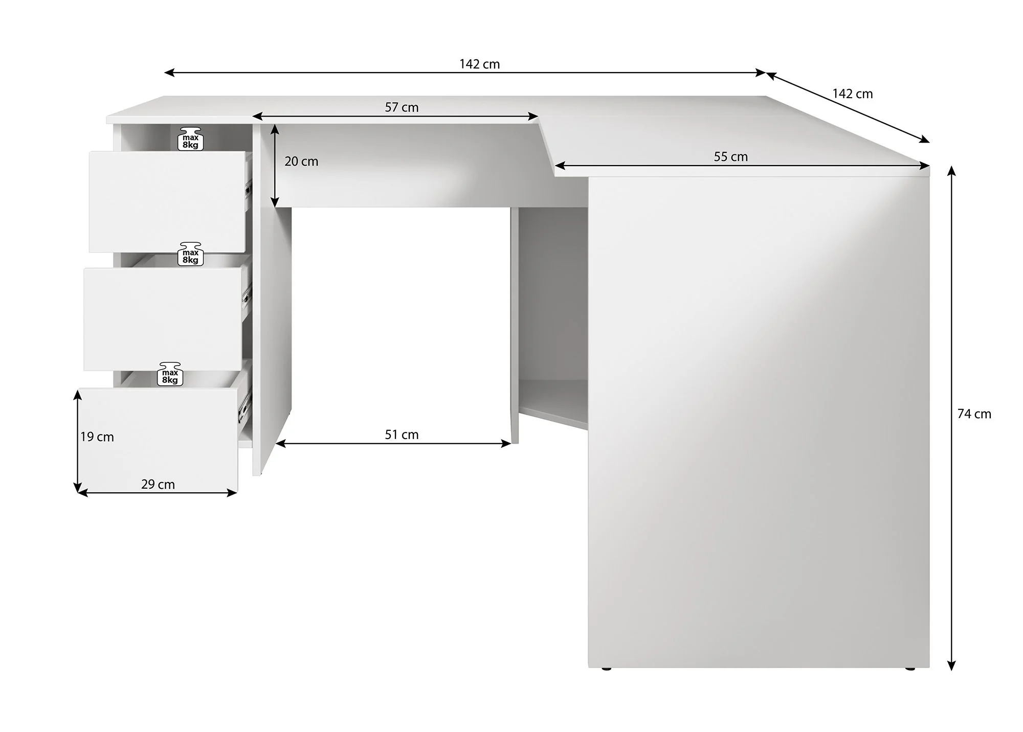 Fuenta - Bureau - Wit - 142x142 cm - Image 6