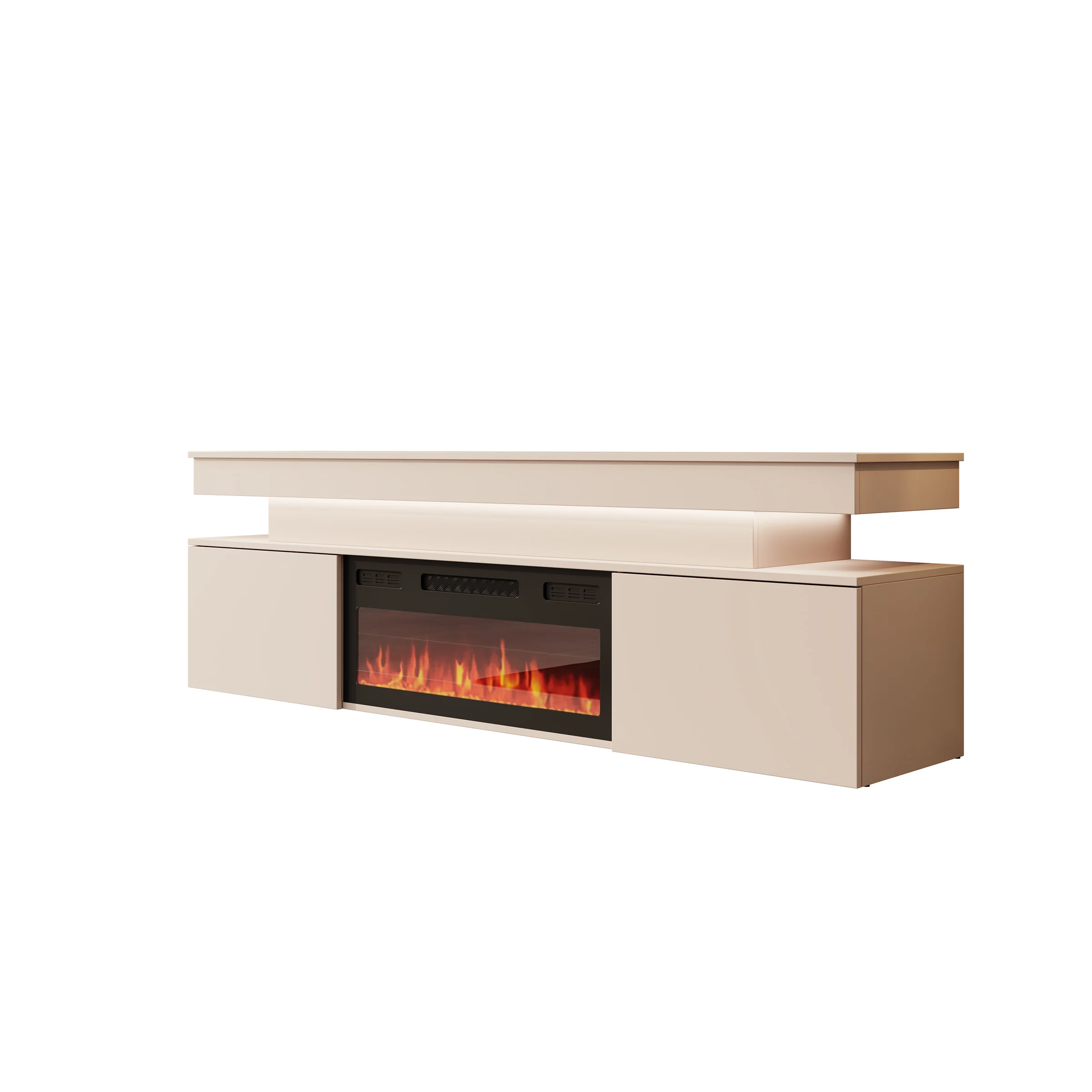Galan - TV-Meubel met sfeerhaard - Beige - 190x39x54 cm - Image 6