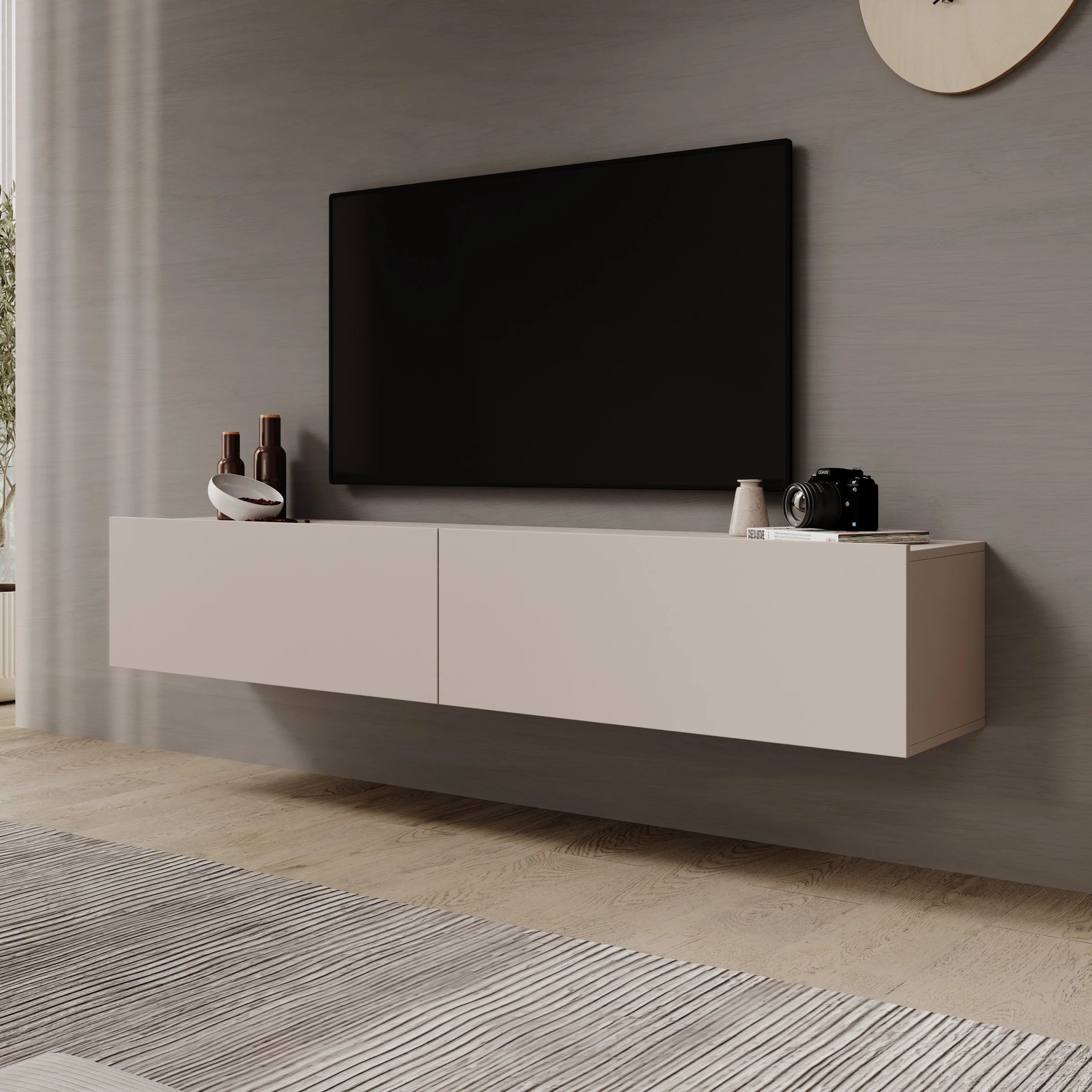 Gelvio - TV-Meubel - Beige - 180x32x32 cm