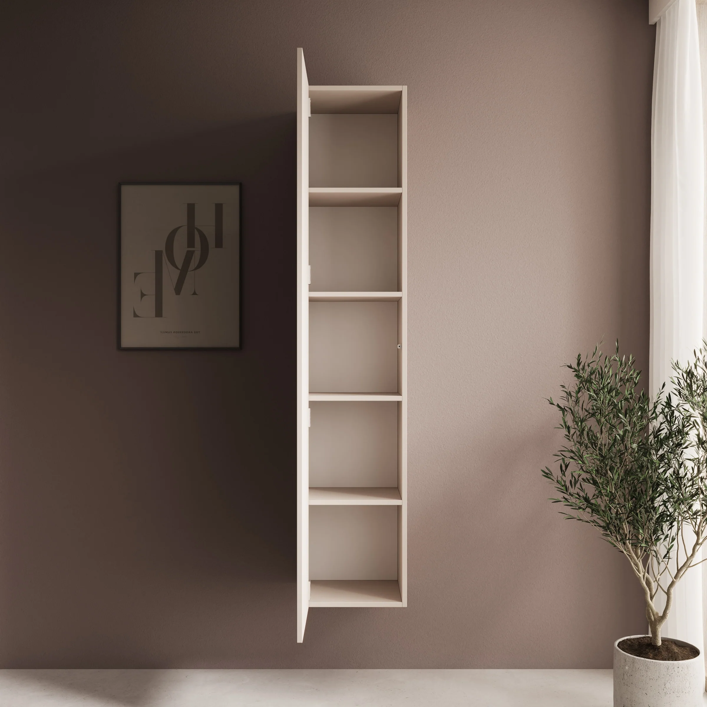 Gelvio - Vitrinekast - Beige - 35x32x168 cm - Image 3