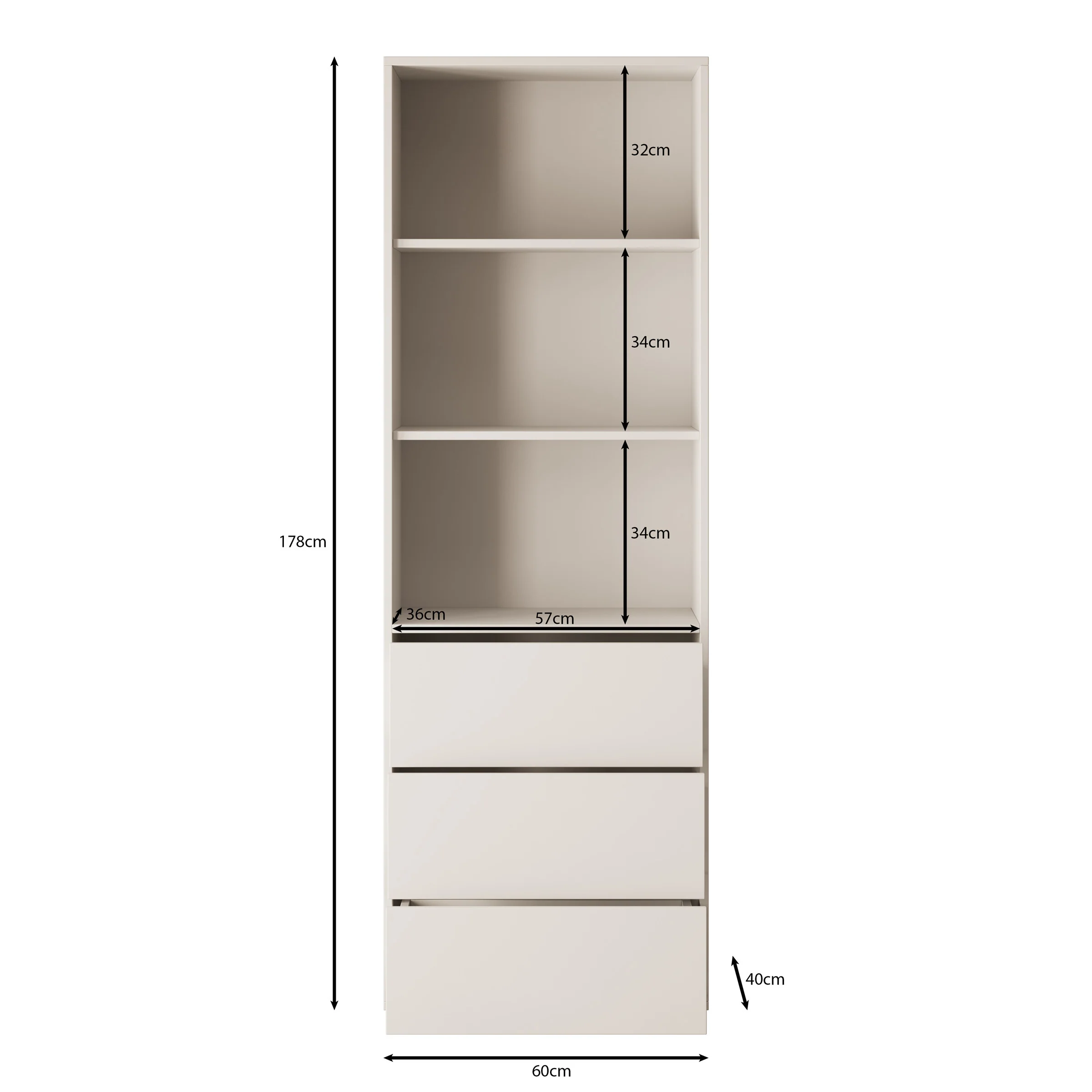 Gideon - Boekenkast - Wit - 60x40x178 cm - Image 5