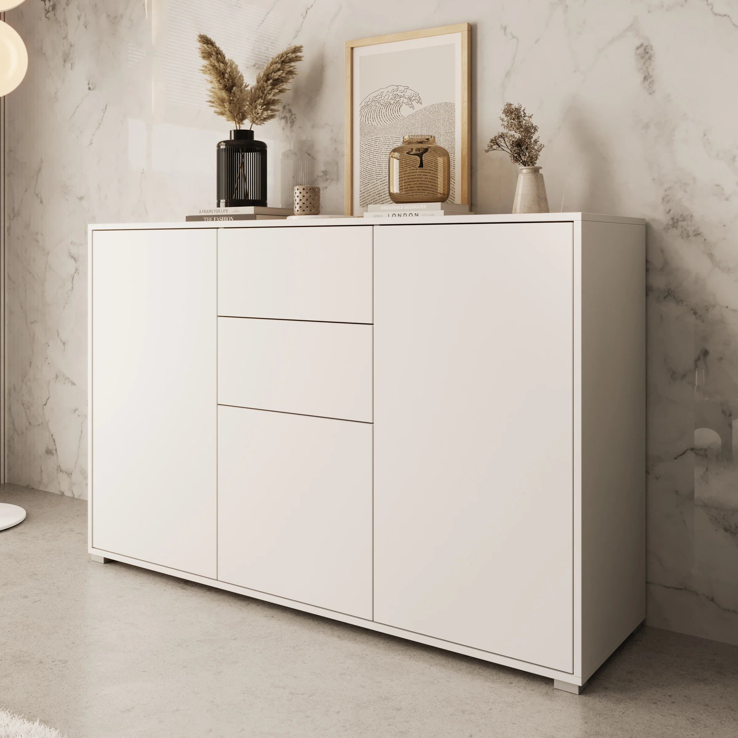 Gideon - Dressoir - Wit - 141x41x93 cm