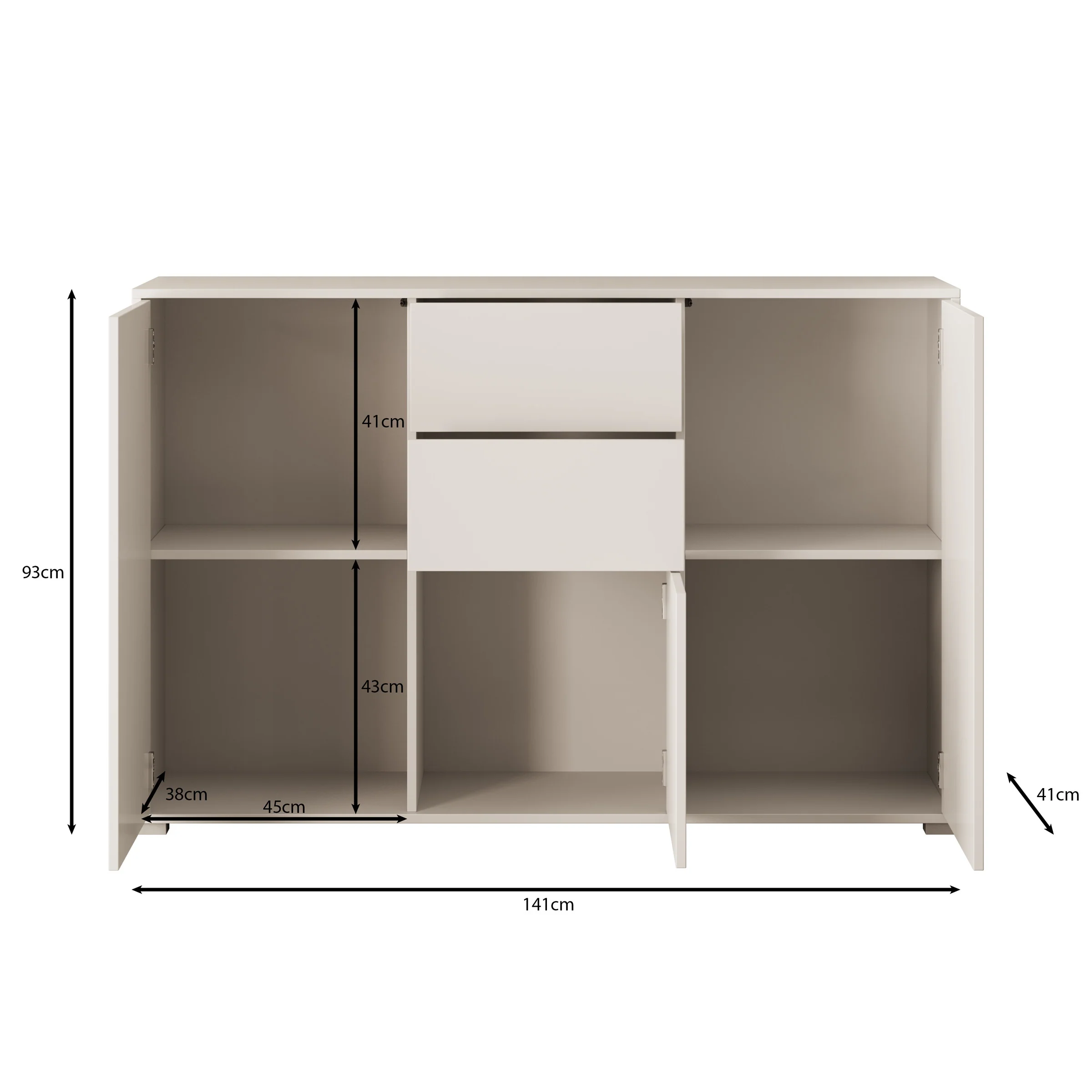 Gideon - Dressoir - Wit - 141x41x93 cm - Image 5