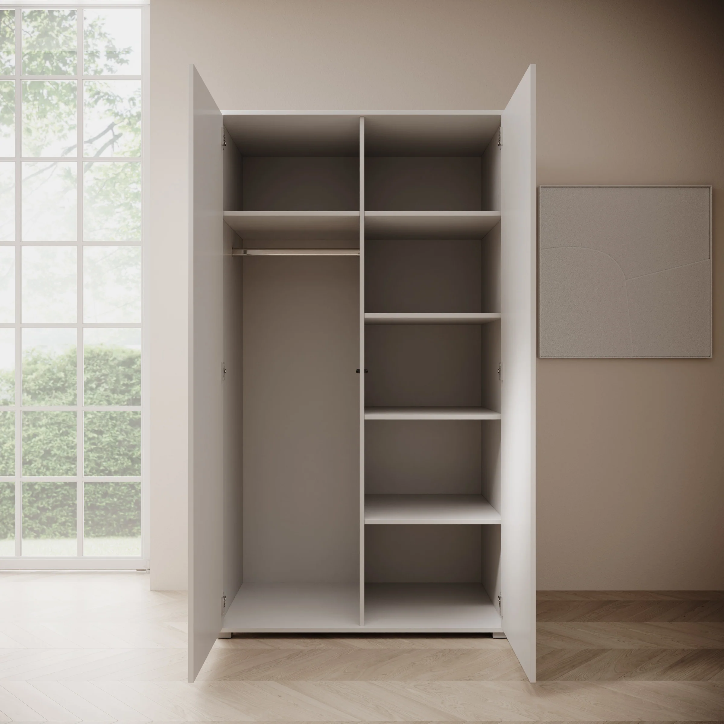 Gideon - Kledingkast 2-deurs - Wit - 100x59x178 cm - Image 2