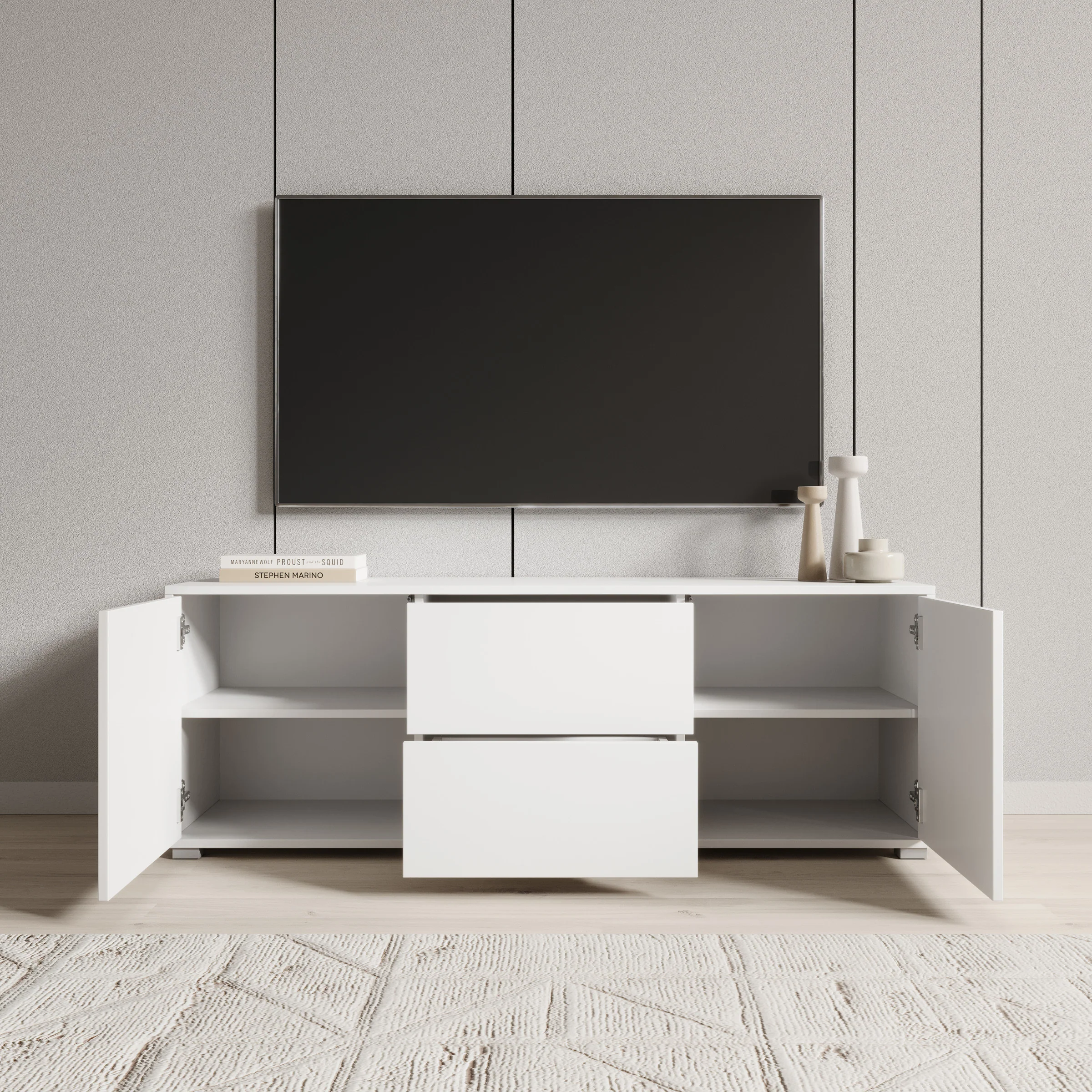 Gideon - TV-Meubel - Wit - 141x41x50 cm - Image 2