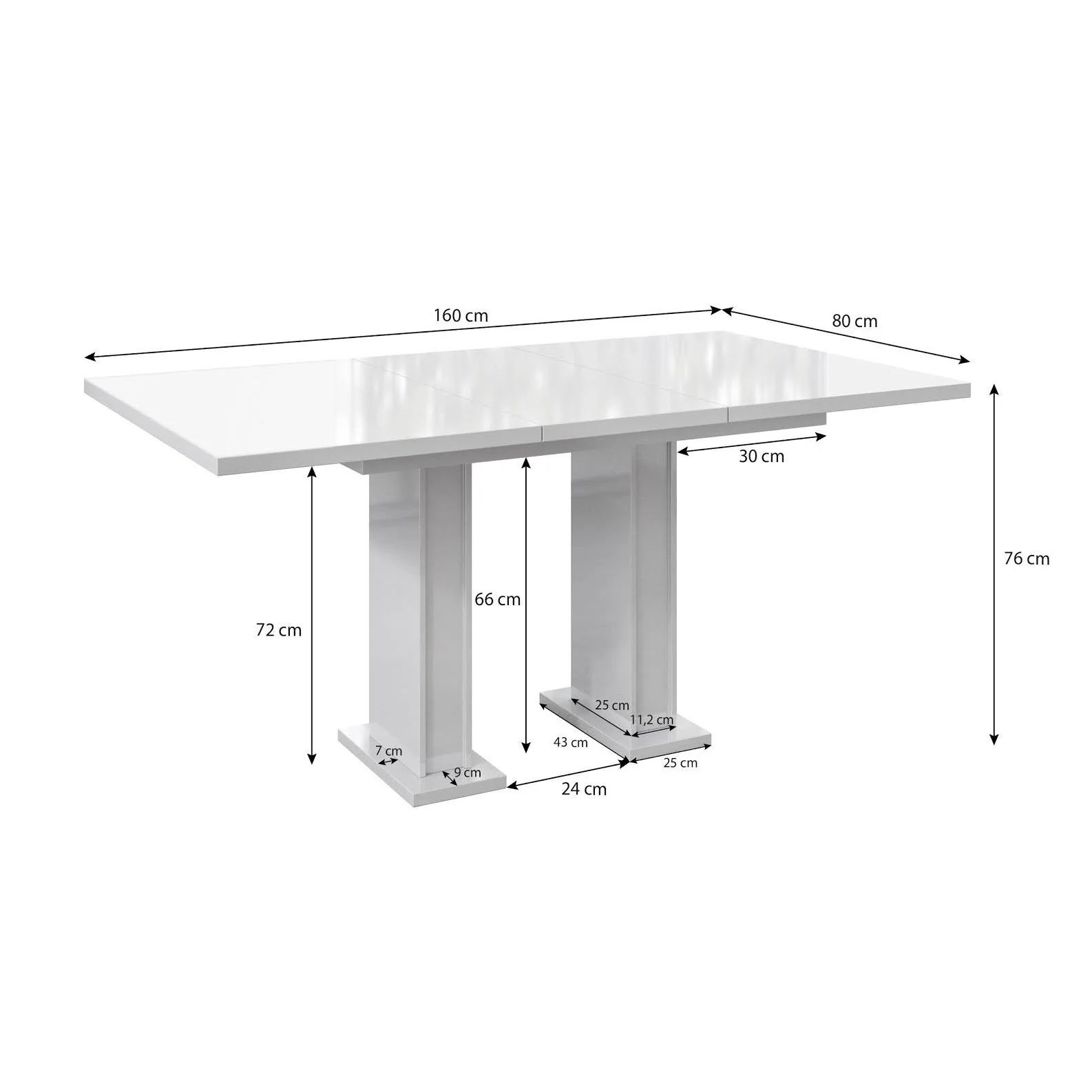 Glamour - Eetkamertafel - Wit - 120x80x76 cm - Image 5