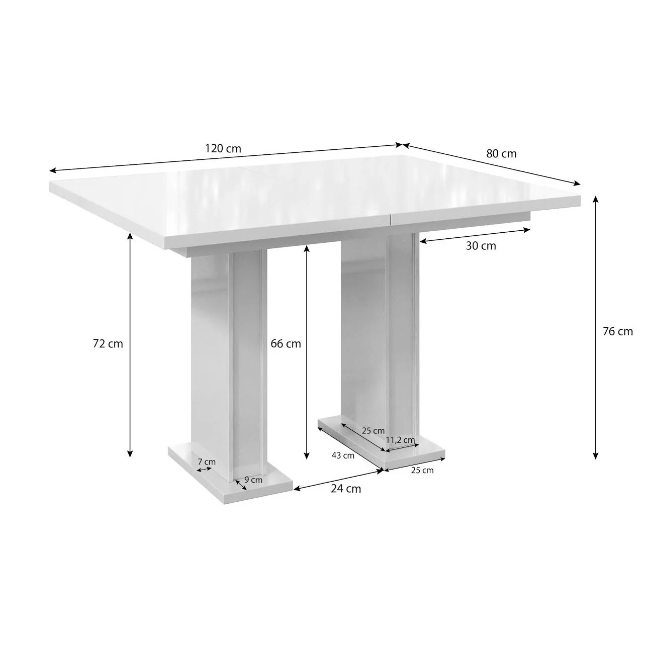 Glamour - Eetkamertafel - Zwart - 120x80x76 cm - Image 4