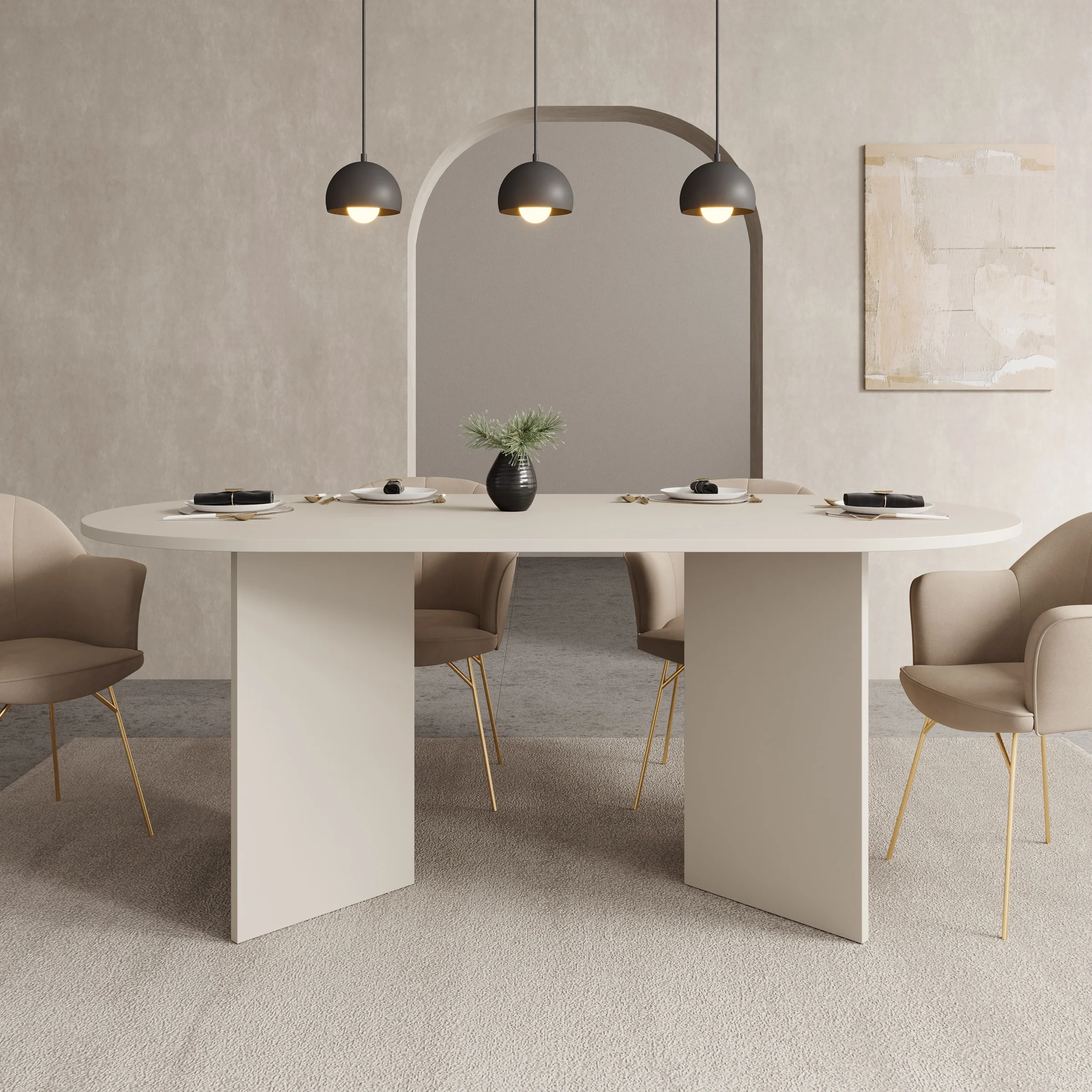 Glenne - Eetkamertafel ovaal - Beige - 185x90x75 cm - Image 2