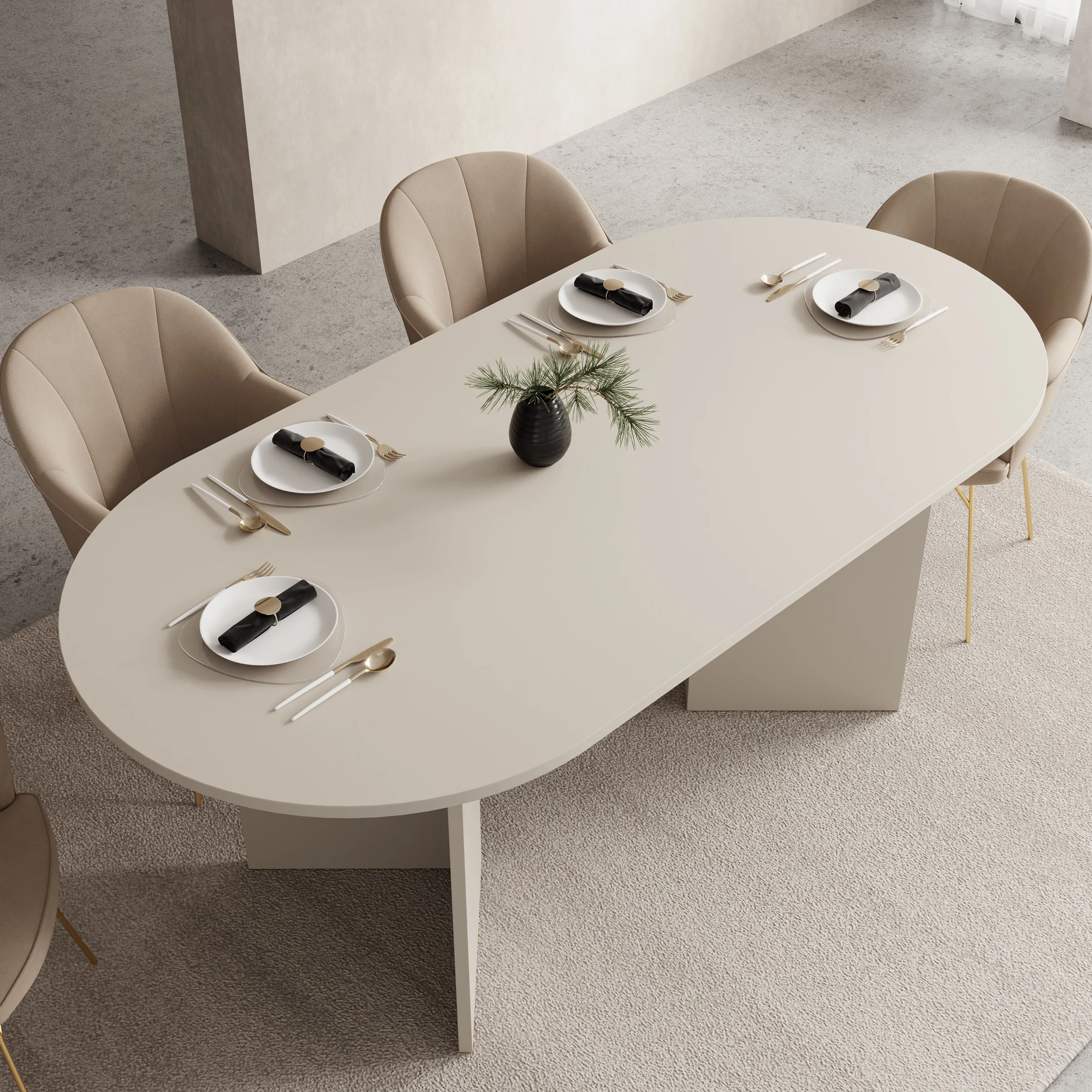 Glenne - Eetkamertafel ovaal - Beige - 185x90x75 cm - Image 3