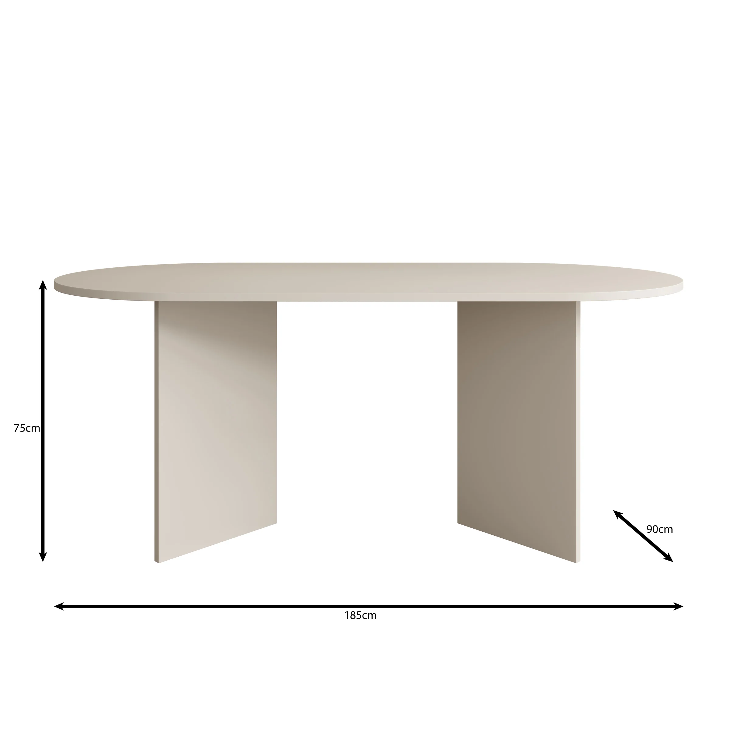Glenne - Eetkamertafel ovaal - Beige - 185x90x75 cm - Image 4