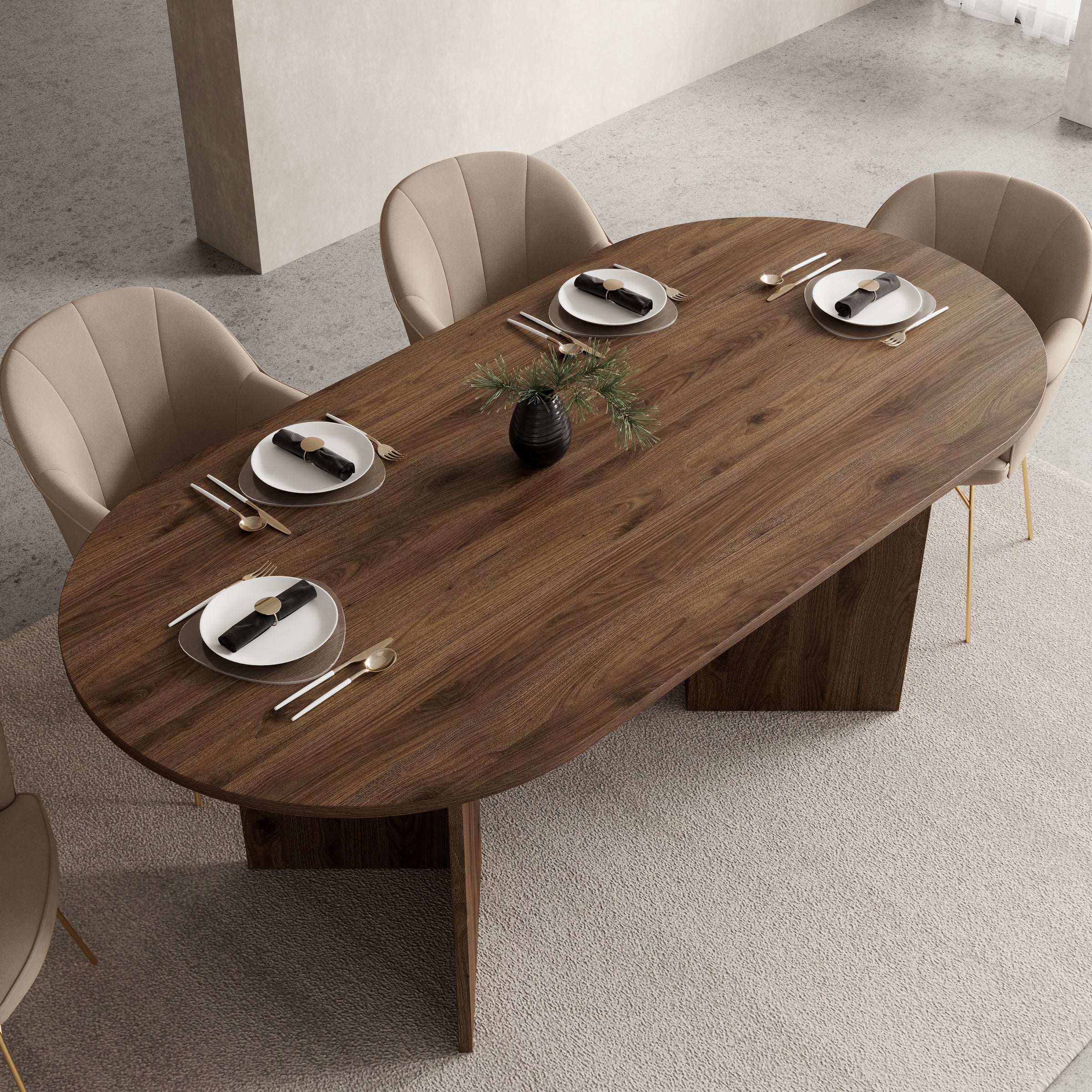 Glenne - Eetkamertafel ovaal - Donker eiken patroon - 185x90x75 cm - Image 3