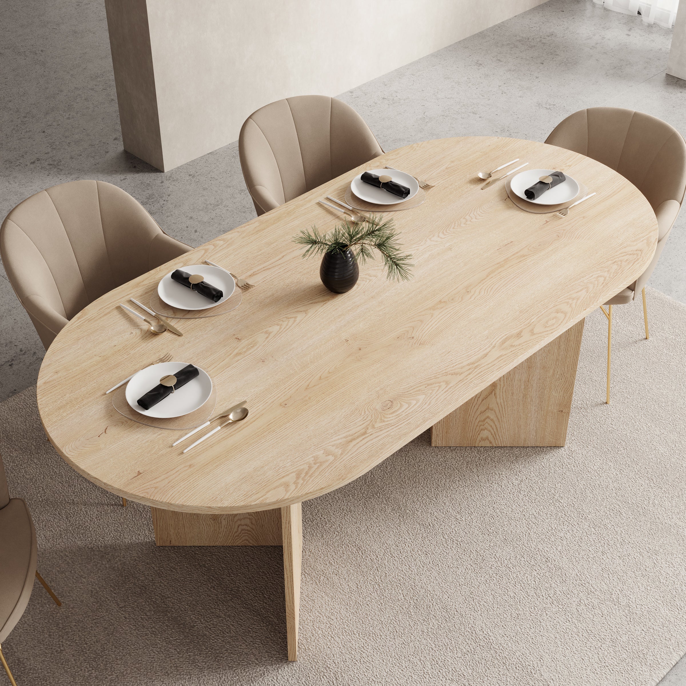 Glenne - Eetkamertafel ovaal - Licht eiken patroon - 185x90x75 cm - Image 3
