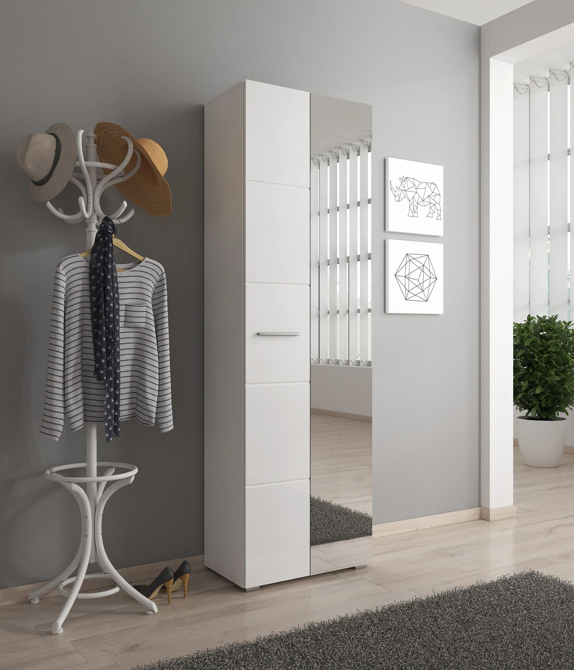Bailey - Halkast 2-deurs - Wit - 60x35x192 cm - Image 2