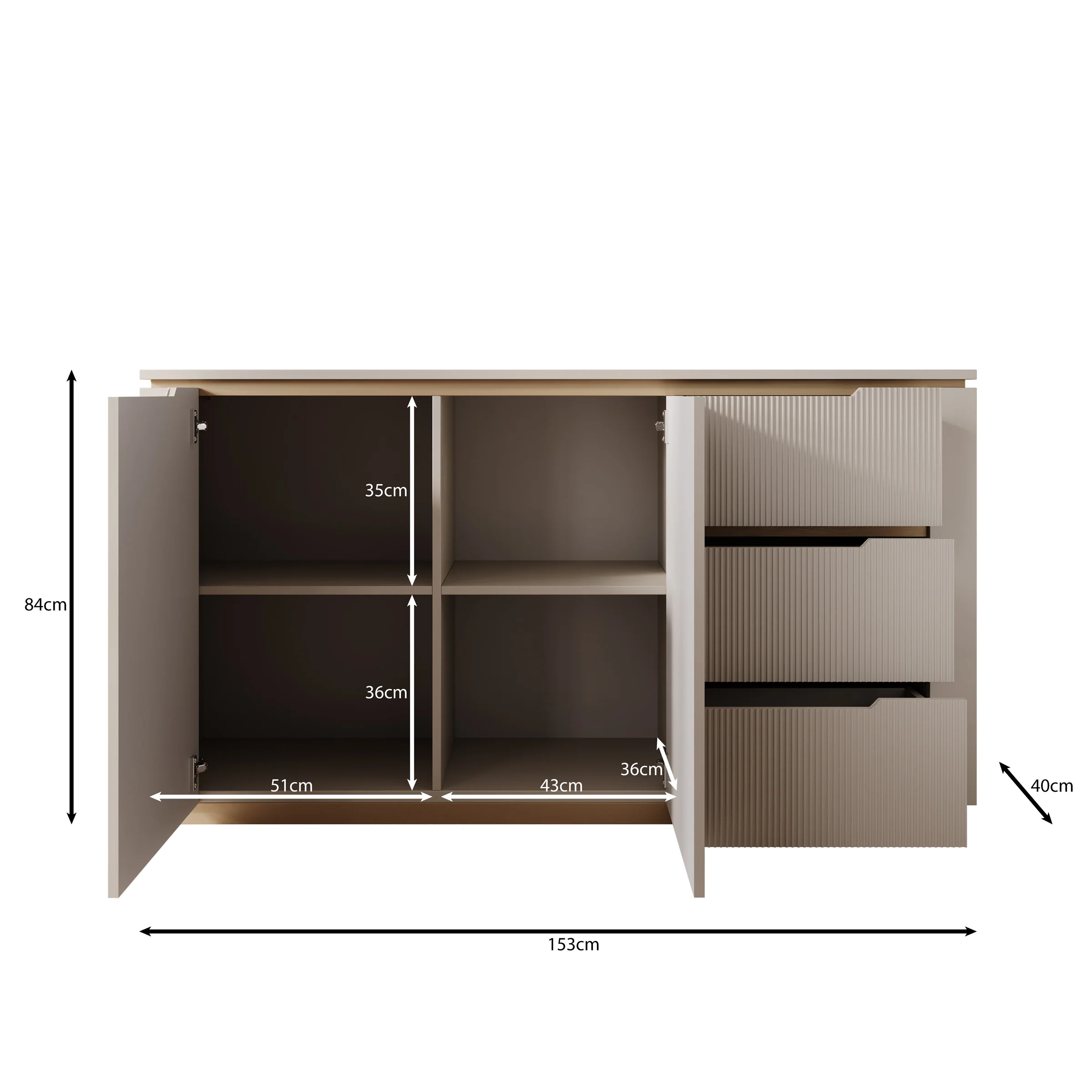 Harper - Dressoir - Beige - 153x40x84 cm - Image 6
