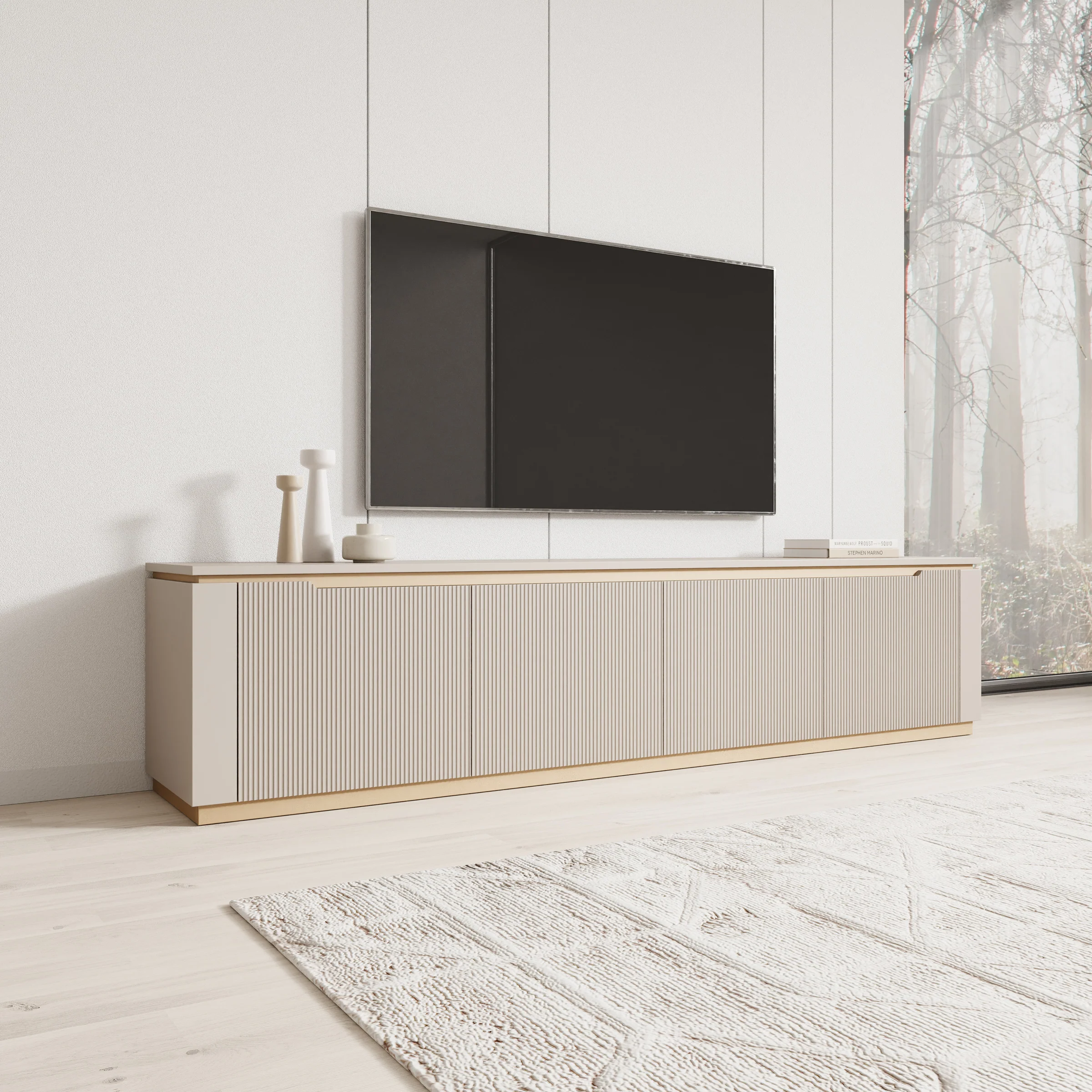 Harper - TV-Meubel - Beige - 219x40x50 cm