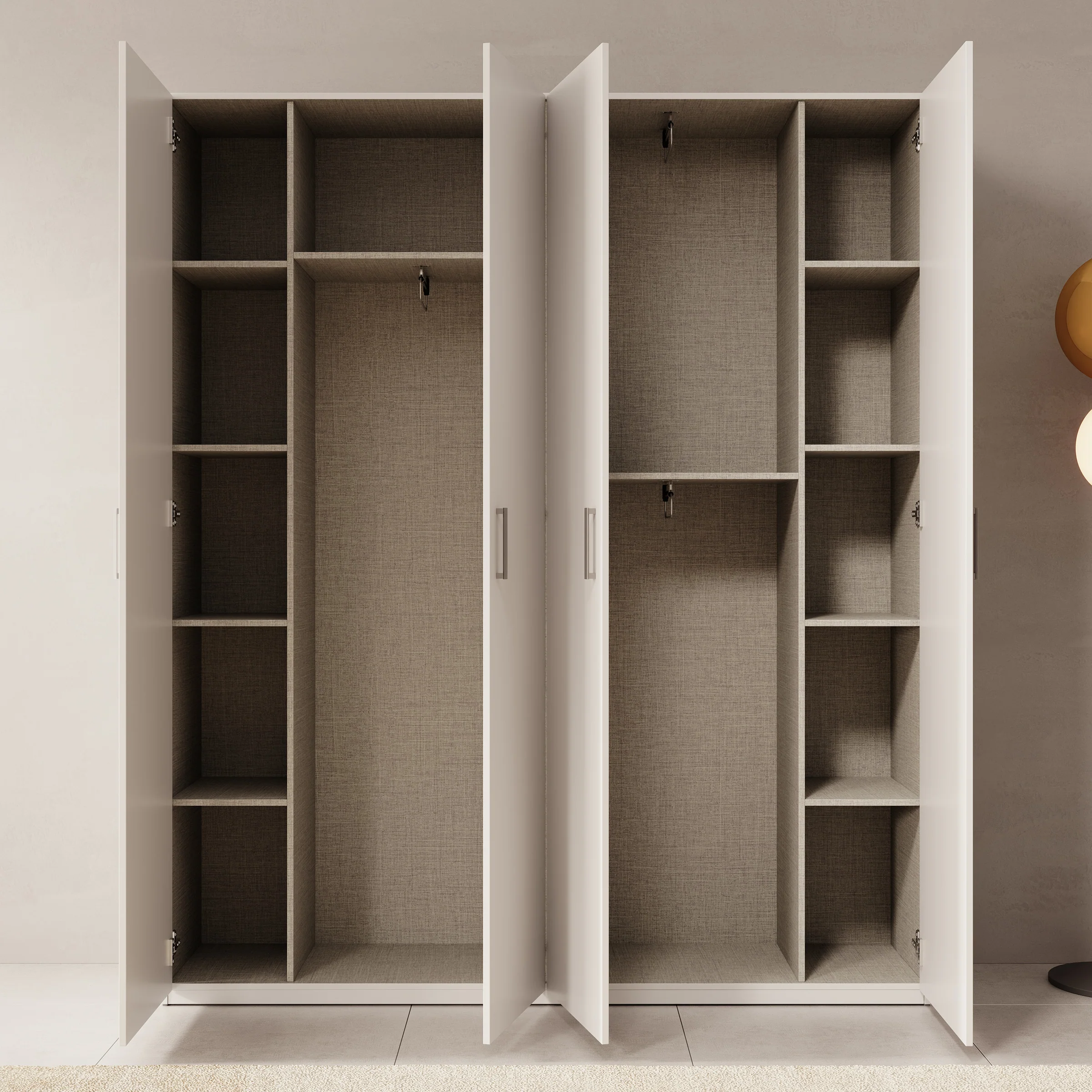 Havron - Kledingkast 4 deurs - Wit - 178x42x211 cm - Image 2