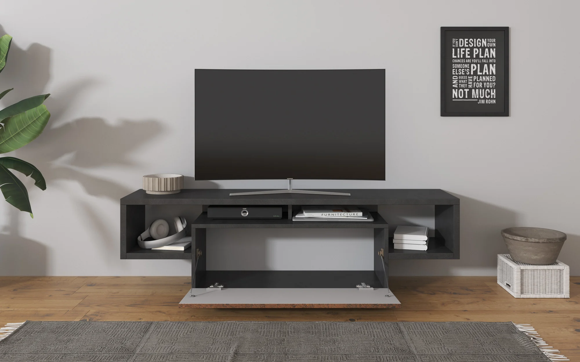 Hertha - TV-Meubel - Antraciet  - 138 cm - Image 3